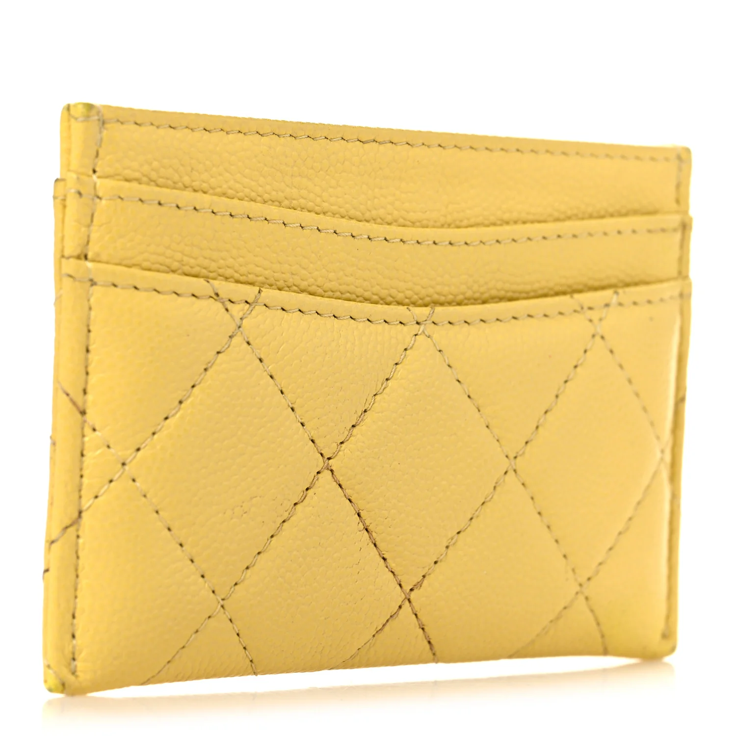 Caviar Quilted Card Holder Yellow - Image 3