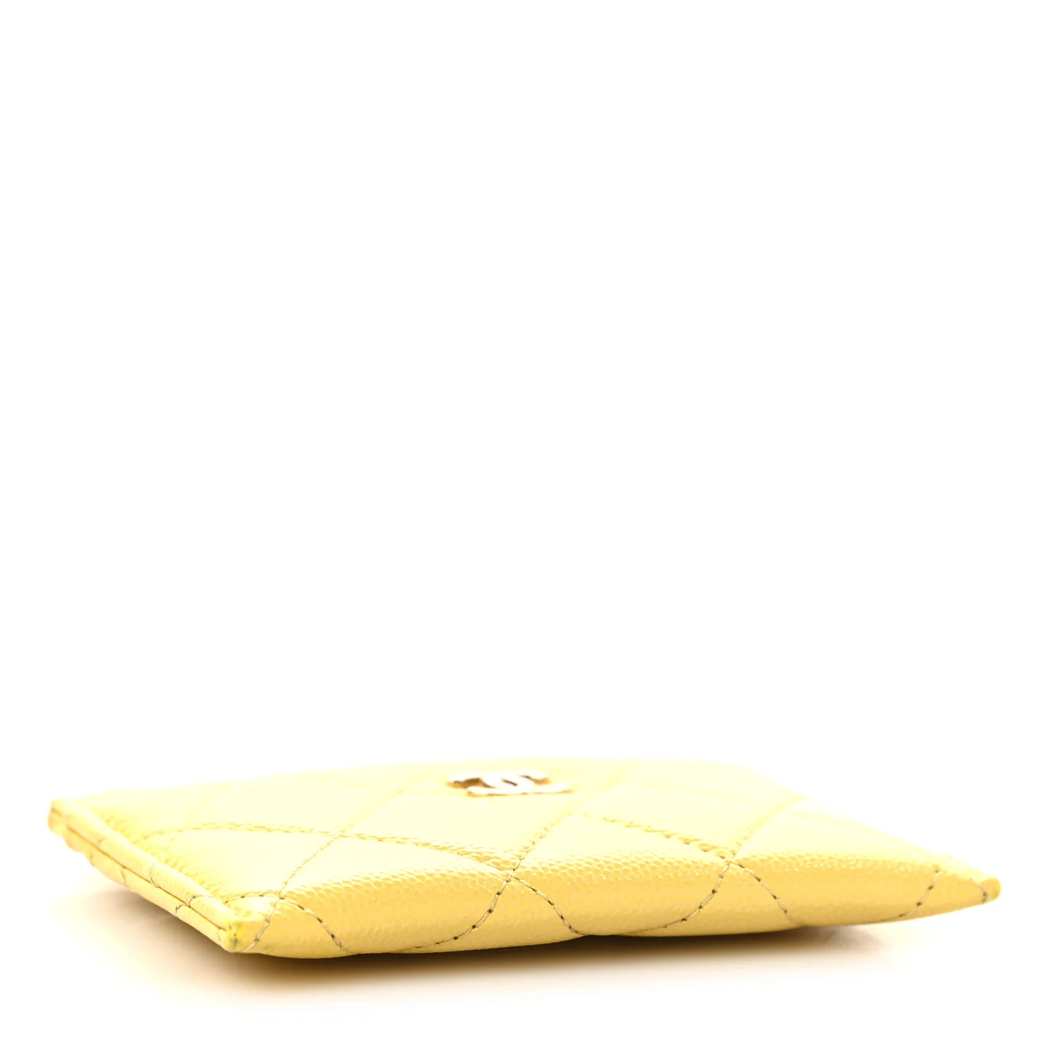 Caviar Quilted Card Holder Yellow - Image 4