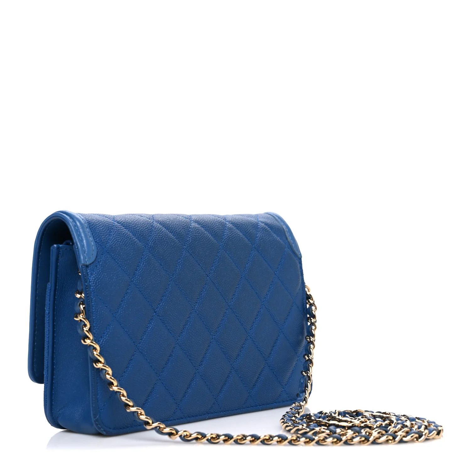 Caviar Quilted CC Filigree Wallet On Chain WOC Blue - Image 3