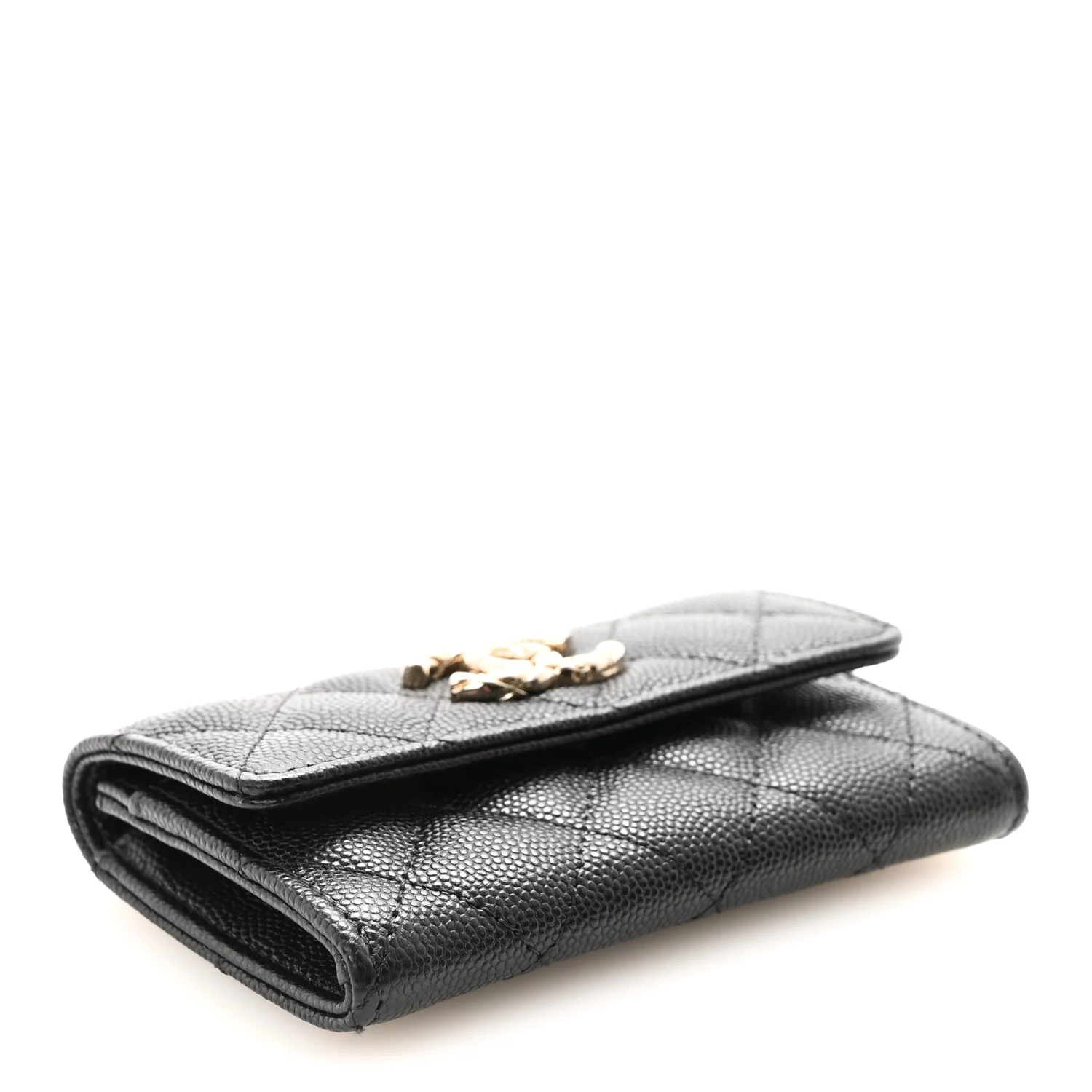 Caviar Quilted CC Flap Card Holder Black - Image 4
