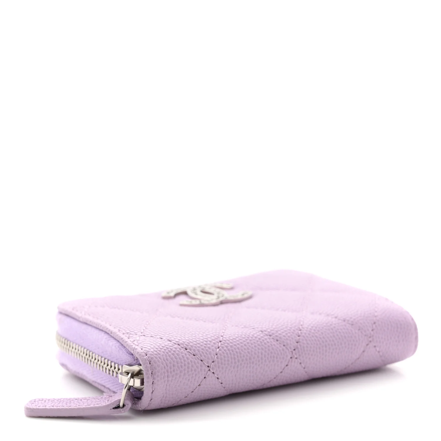 Caviar Quilted CC Logo Zip Coin Purse Purple - Image 4