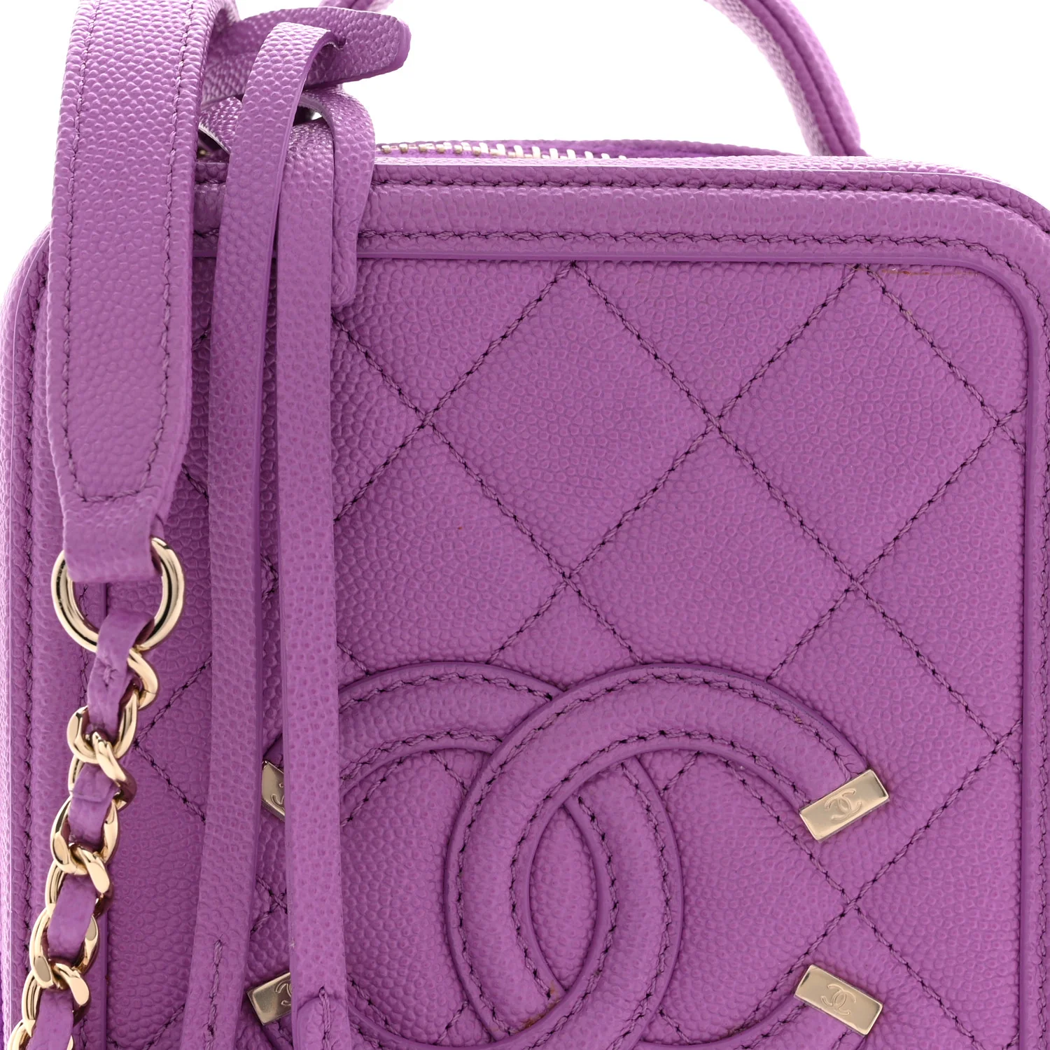 Caviar Quilted CC North South Filigree Vanity Case Purple - Image 8