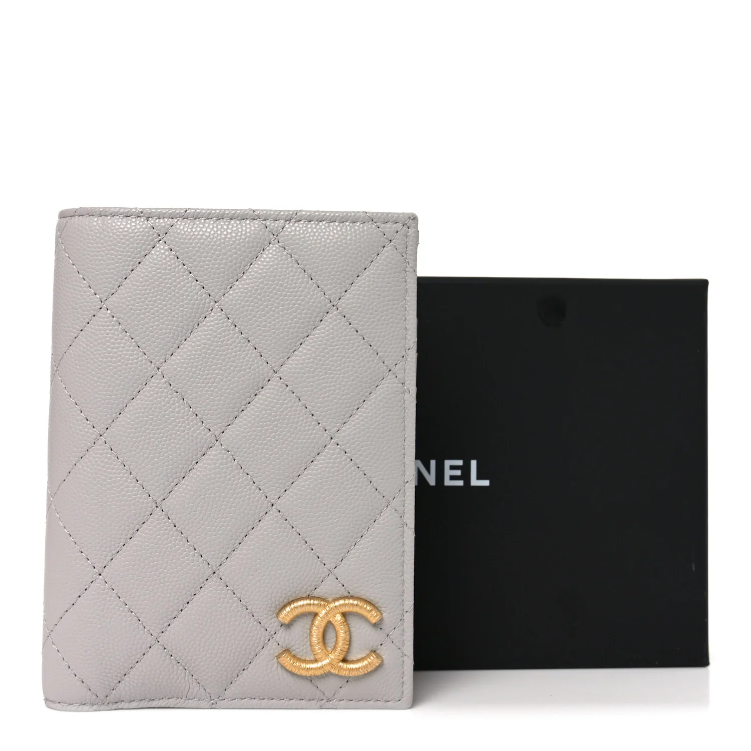 Caviar Quilted CC Passport Holder Grey - Image 8