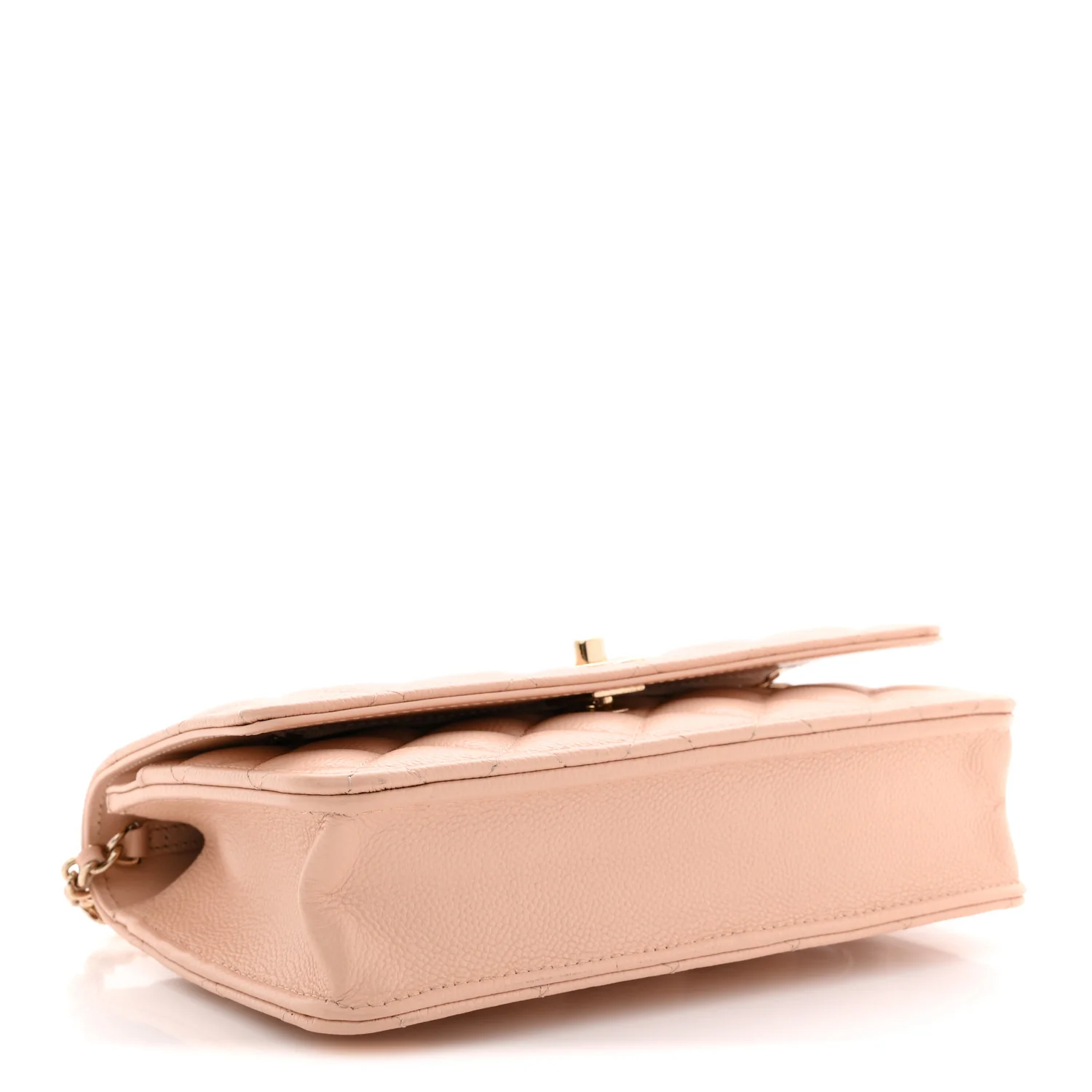 Caviar Quilted CC Turnlock Wallet On Chain WOC Beige - Image 4