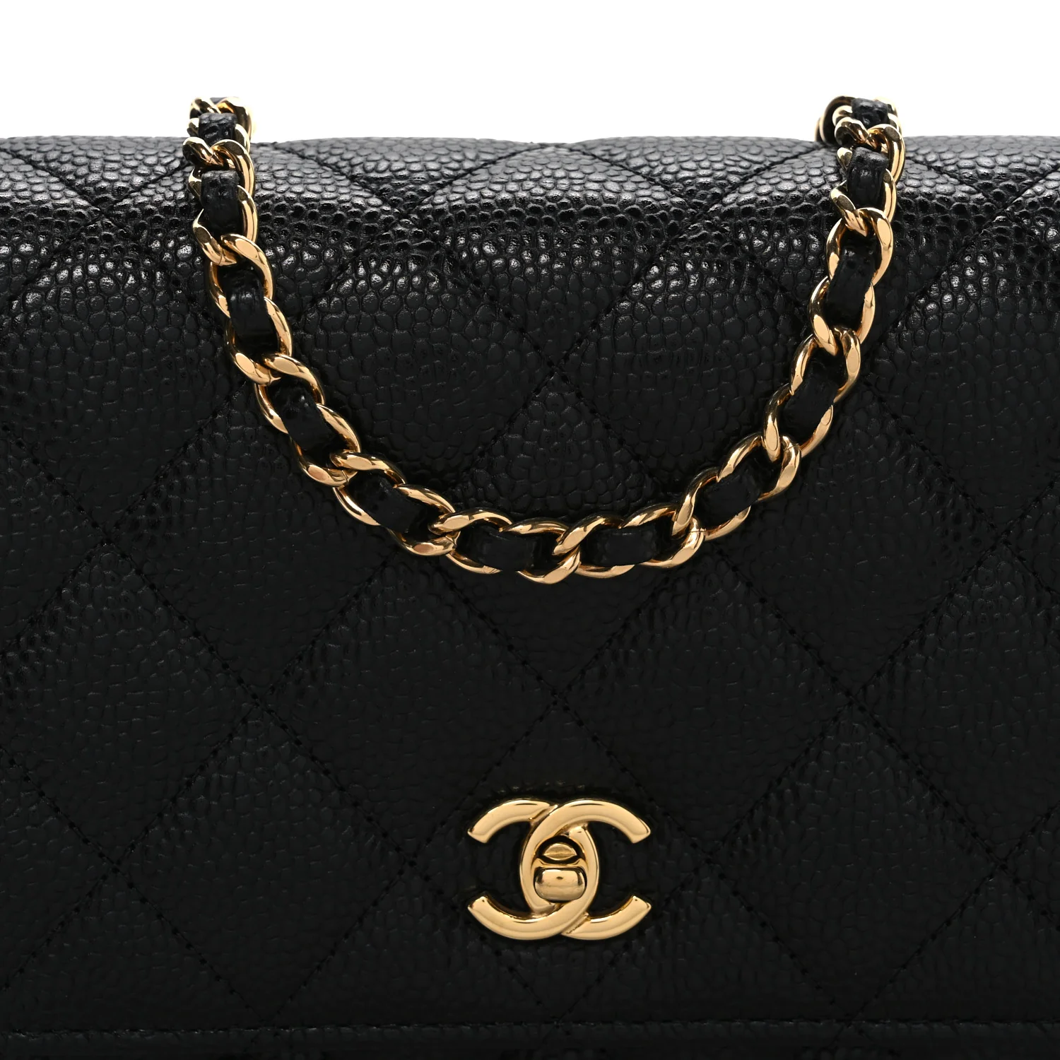 Caviar Quilted CC Turnlock Wallet On Chain WOC Black - Image 9