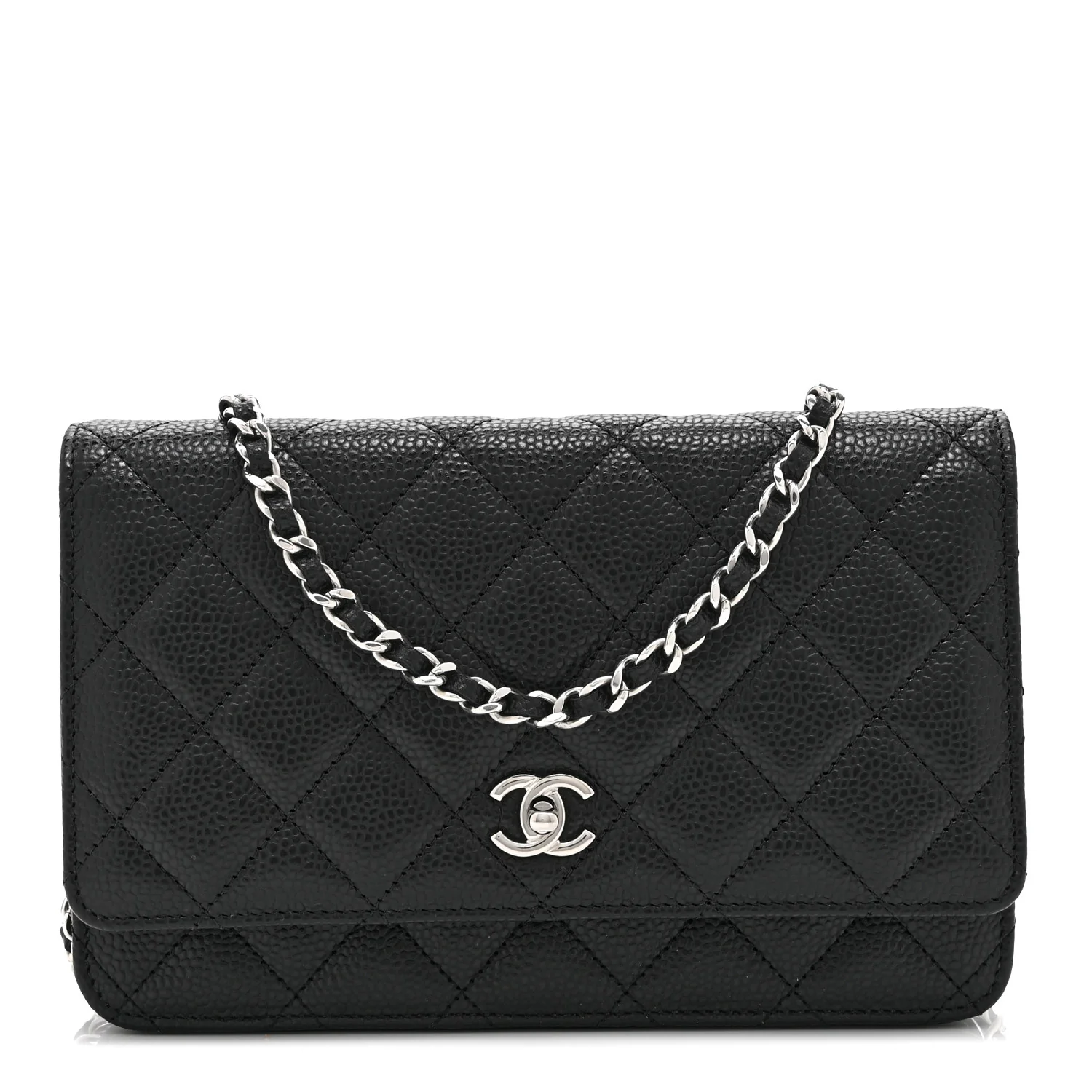 Caviar Quilted CC Turnlock Wallet On Chain WOC Black