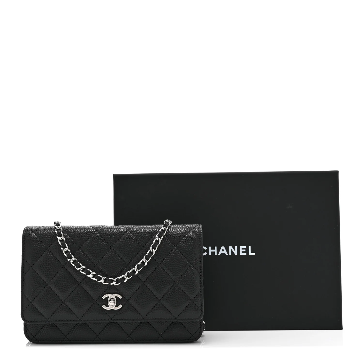 Caviar Quilted CC Turnlock Wallet On Chain WOC Black - Image 12