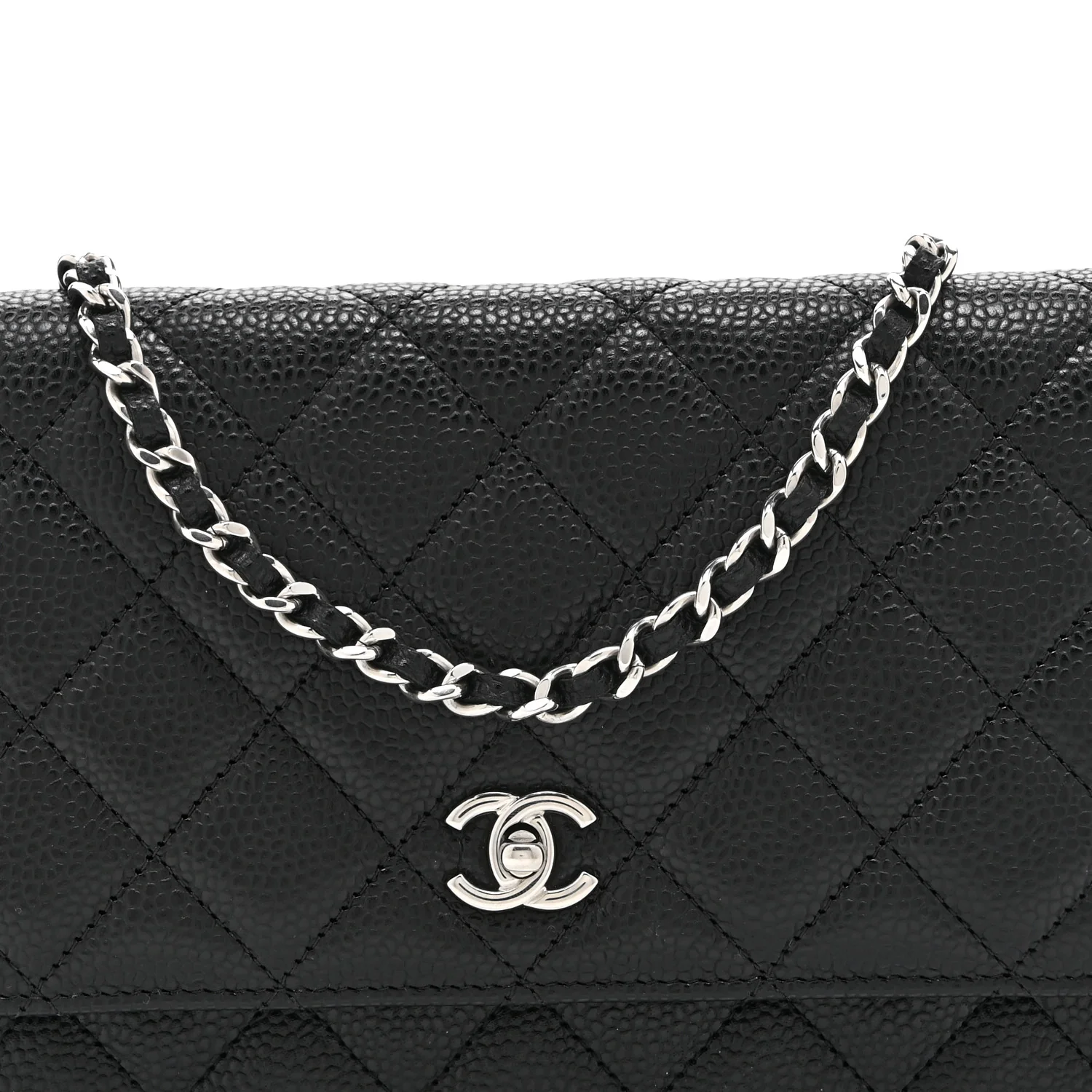 Caviar Quilted CC Turnlock Wallet On Chain WOC Black - Image 9
