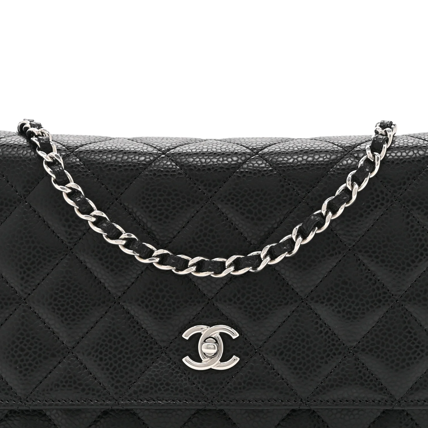 Caviar Quilted CC Turnlock Wallet On Chain WOC Black - Image 9