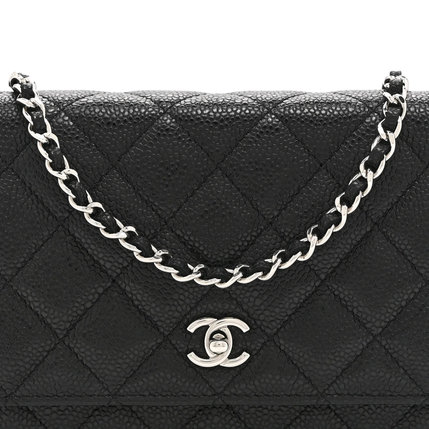 Caviar Quilted CC Turnlock Wallet On Chain WOC Black - Image 9
