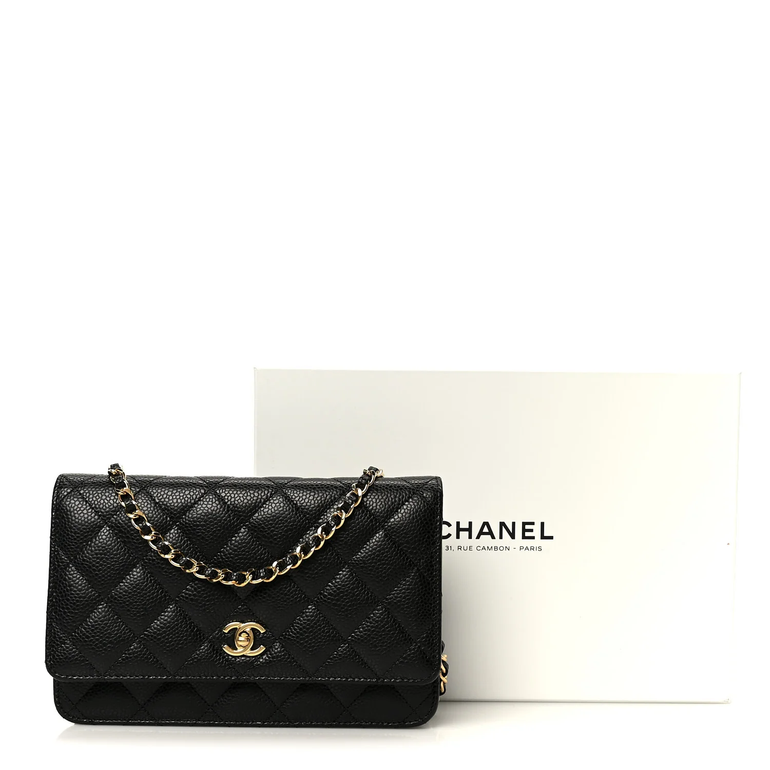 Caviar Quilted CC Turnlock Wallet On Chain WOC Black - Image 12