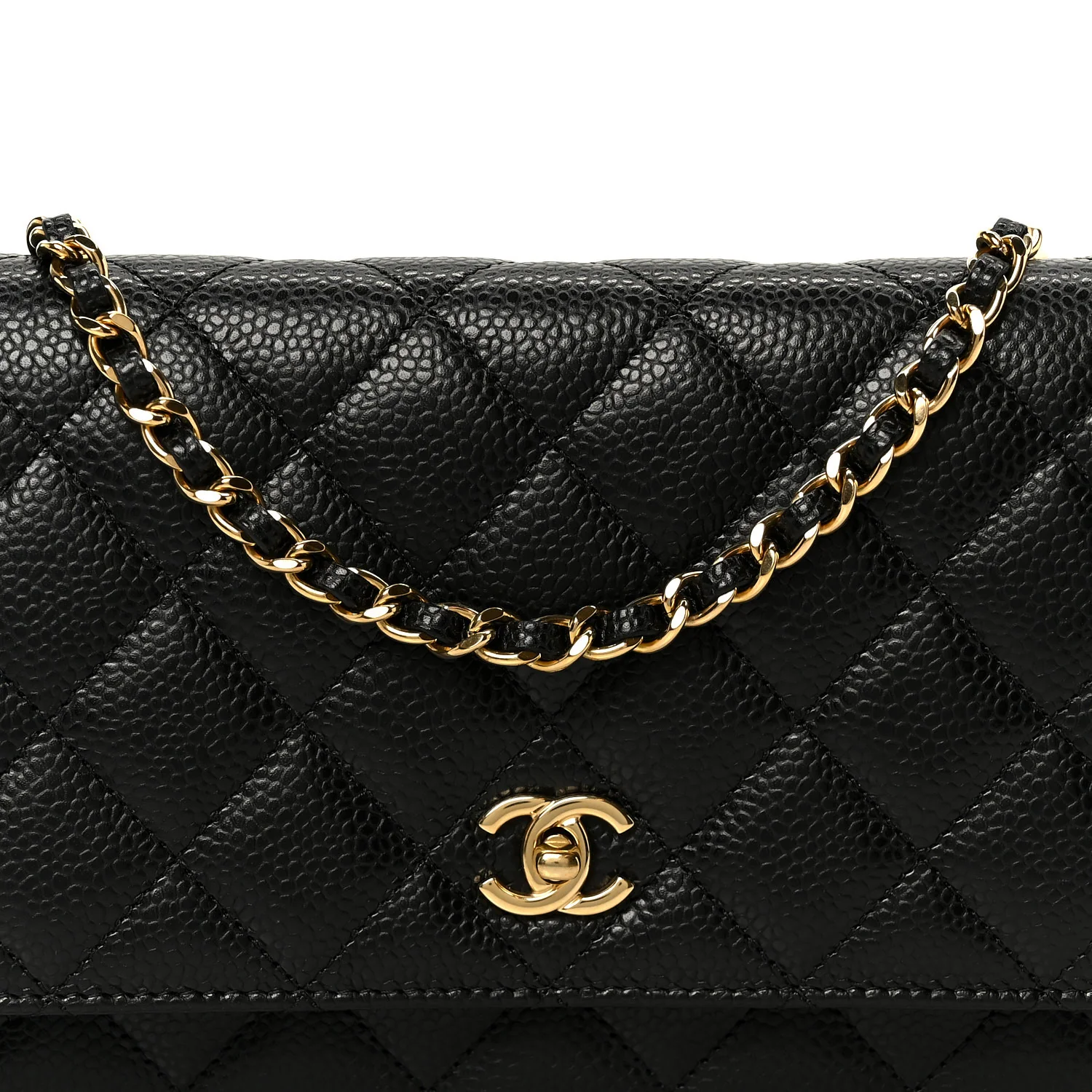 Caviar Quilted CC Turnlock Wallet On Chain WOC Black - Image 9