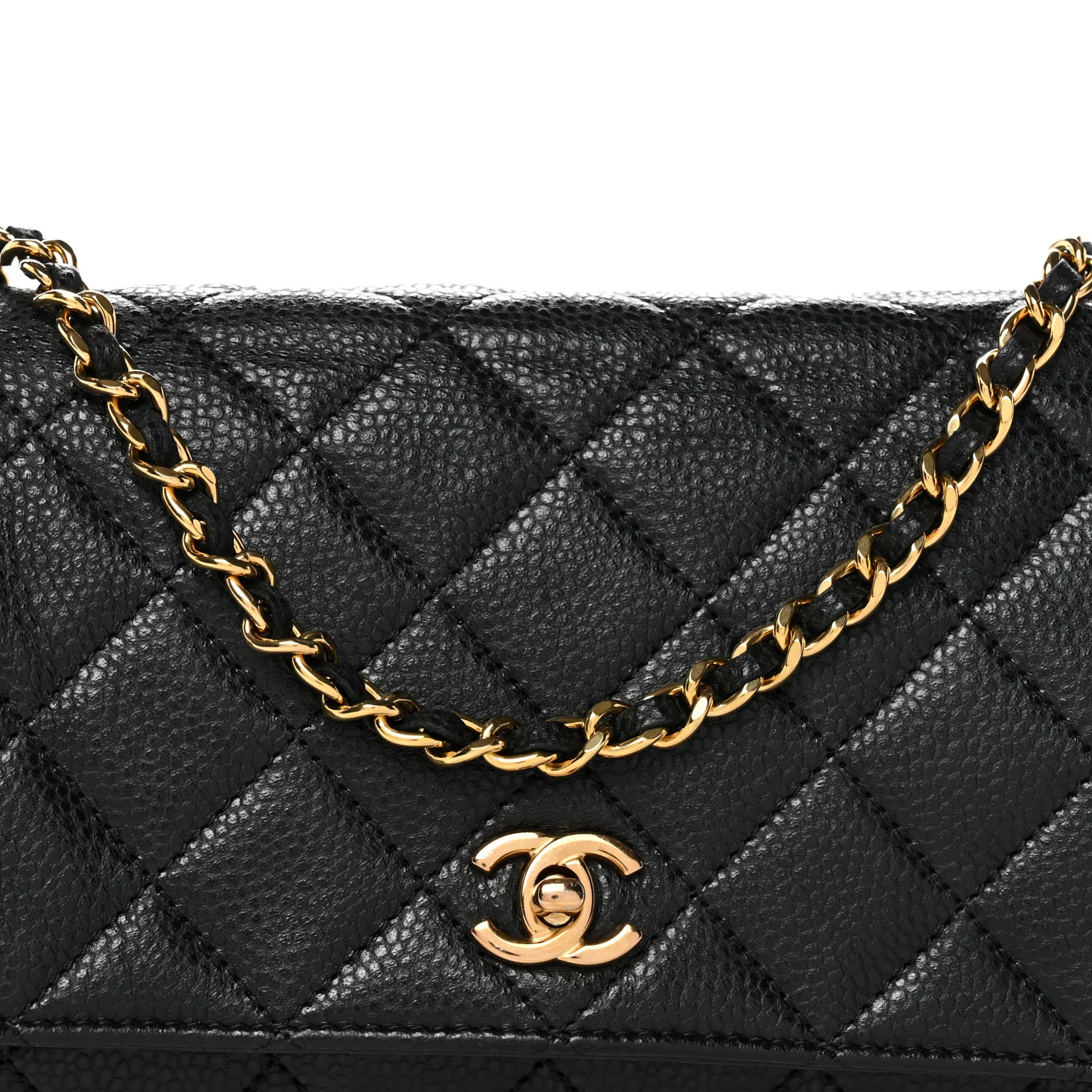 Caviar Quilted CC Turnlock Wallet On Chain WOC Black - Image 9