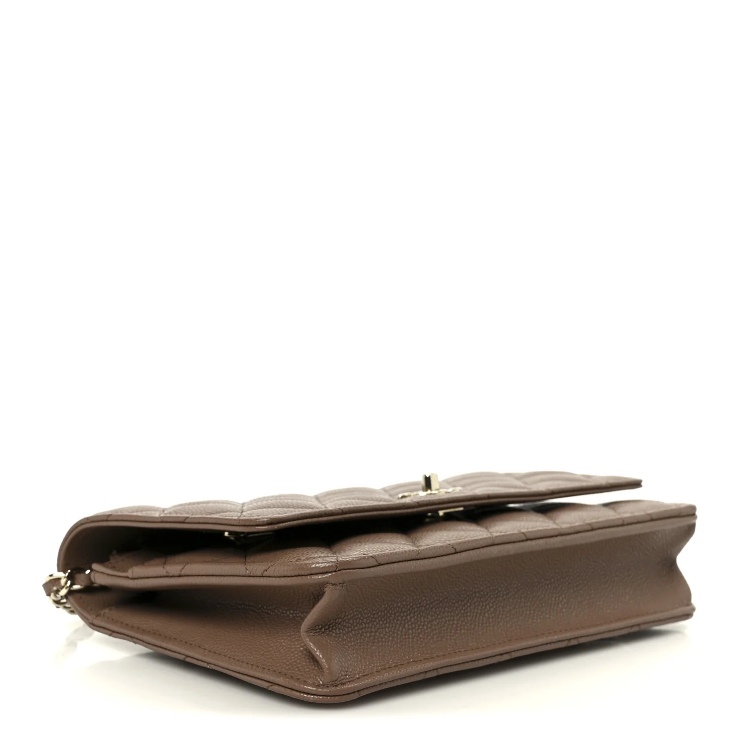 Caviar Quilted CC Turnlock Wallet On Chain WOC Brown - Image 4
