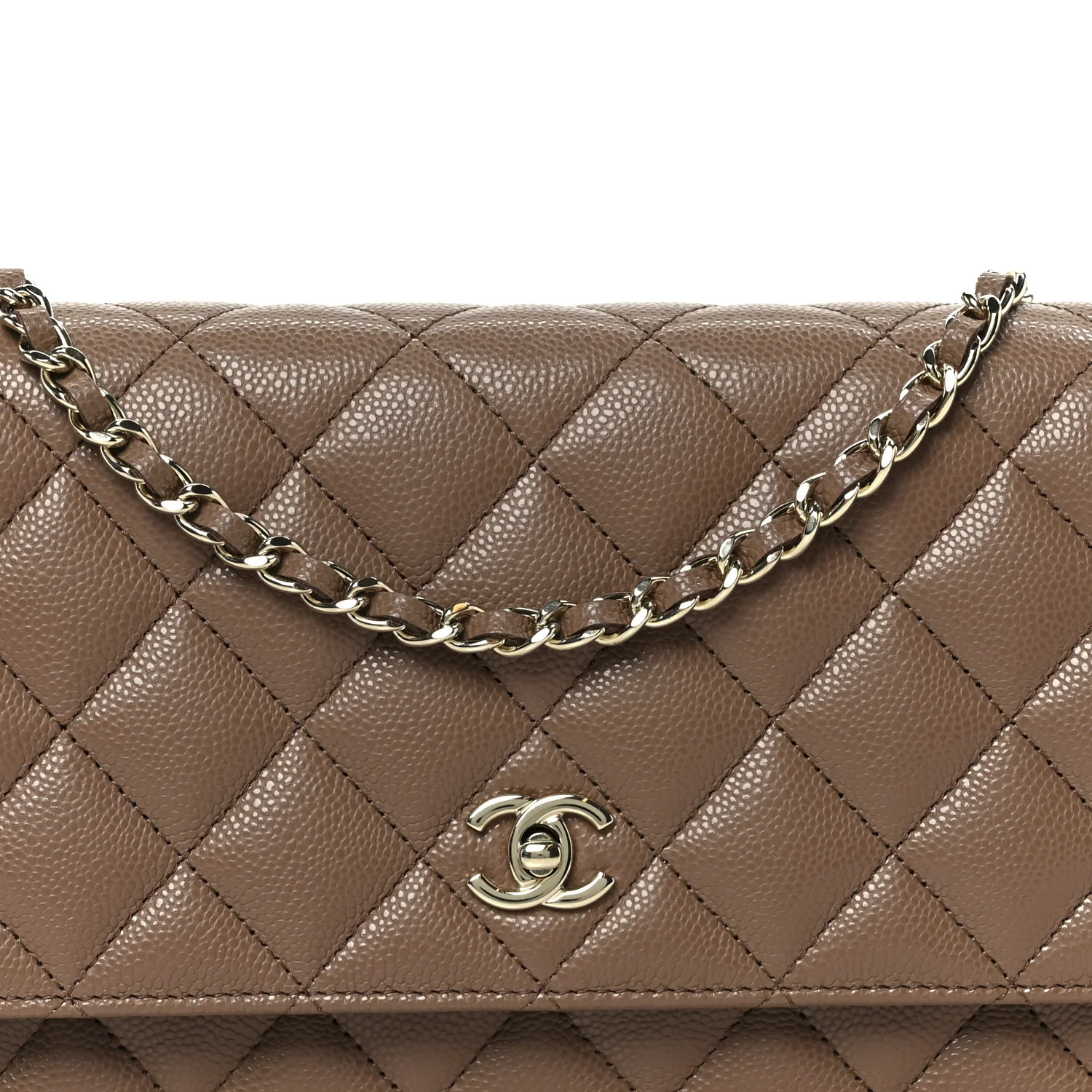 Caviar Quilted CC Turnlock Wallet On Chain WOC Brown - Image 9