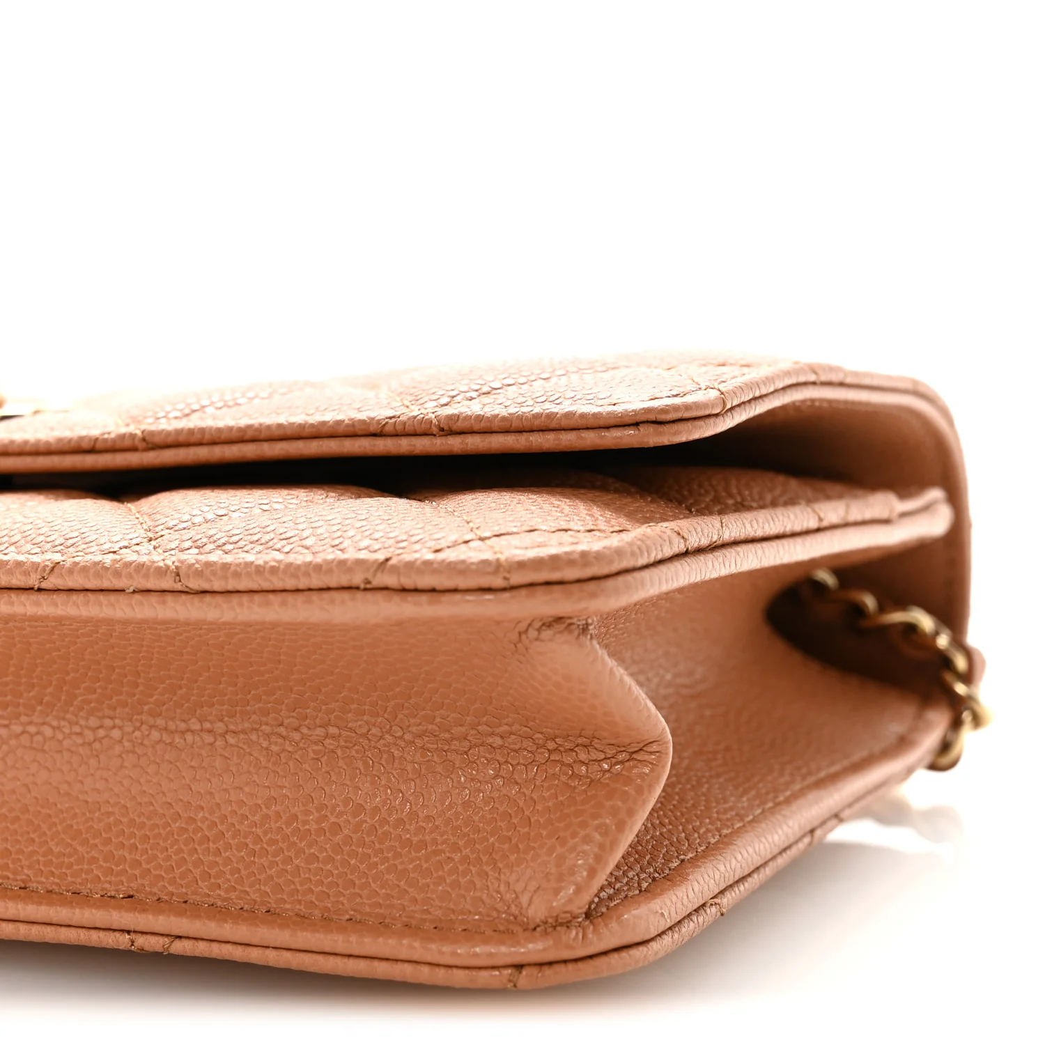 Caviar Quilted CC Turnlock Wallet On Chain WOC Brown - Image 11