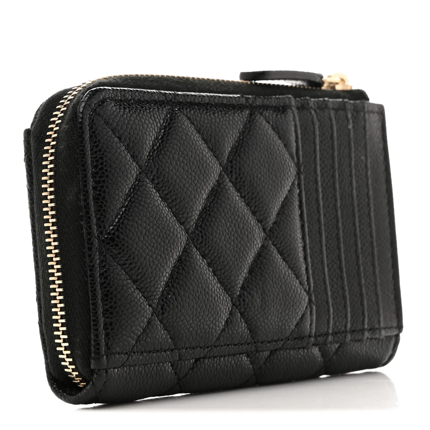 Caviar Quilted CC Zip Around Card Holder Black - Image 3