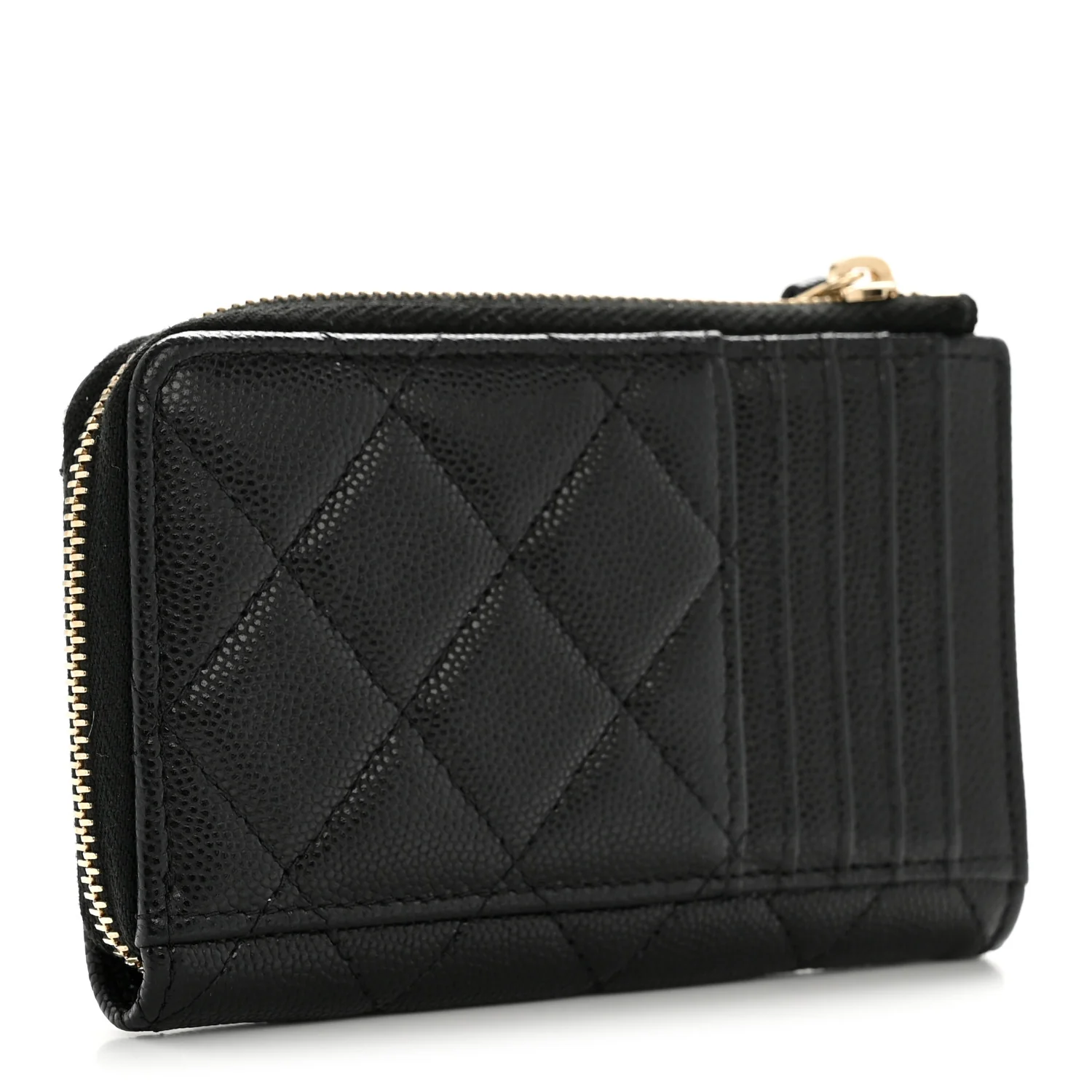 Caviar Quilted CC Zip Around Card Holder Black - Image 3