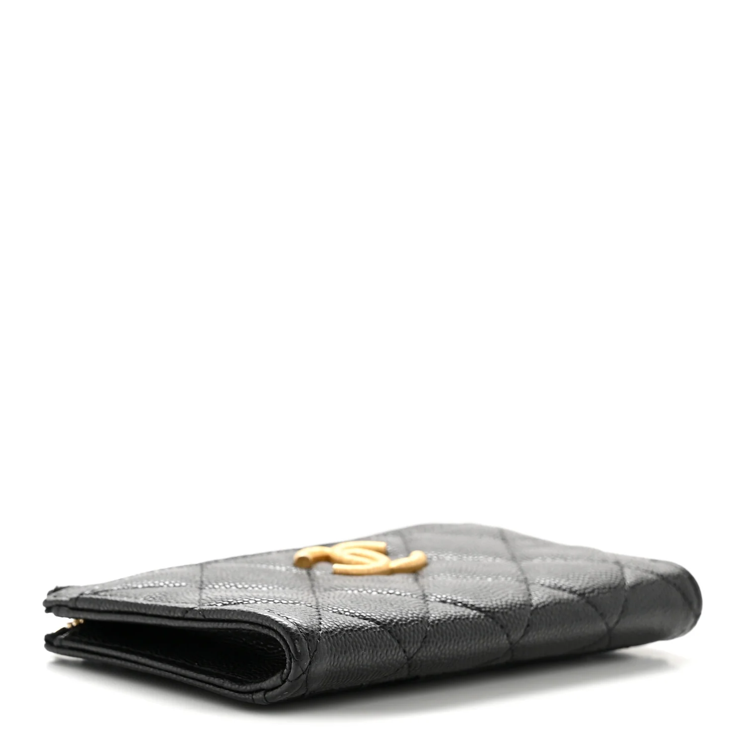 Caviar Quilted CC Zip Around Card Holder Black - Image 4