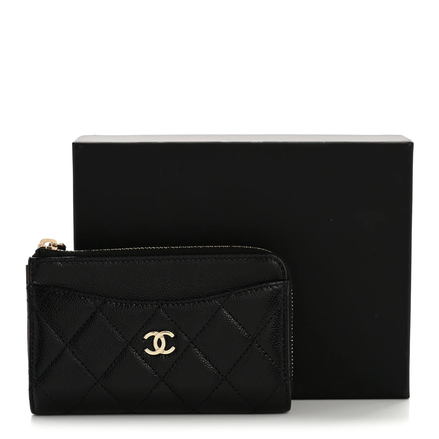 Caviar Quilted CC Zip Around Card Holder Black - Image 8