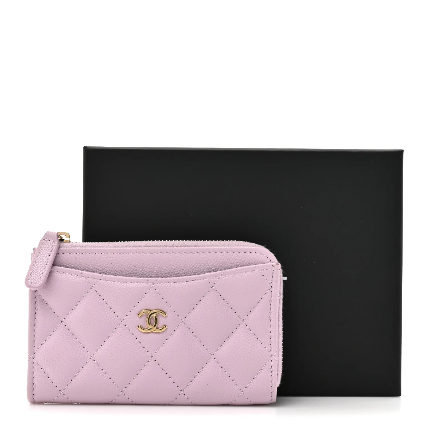 Caviar Quilted CC Zip Around Card Holder Light Purple - Image 12