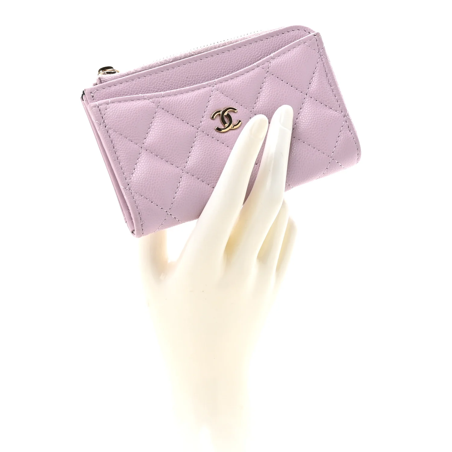 Caviar Quilted CC Zip Around Card Holder Light Purple - Image 2