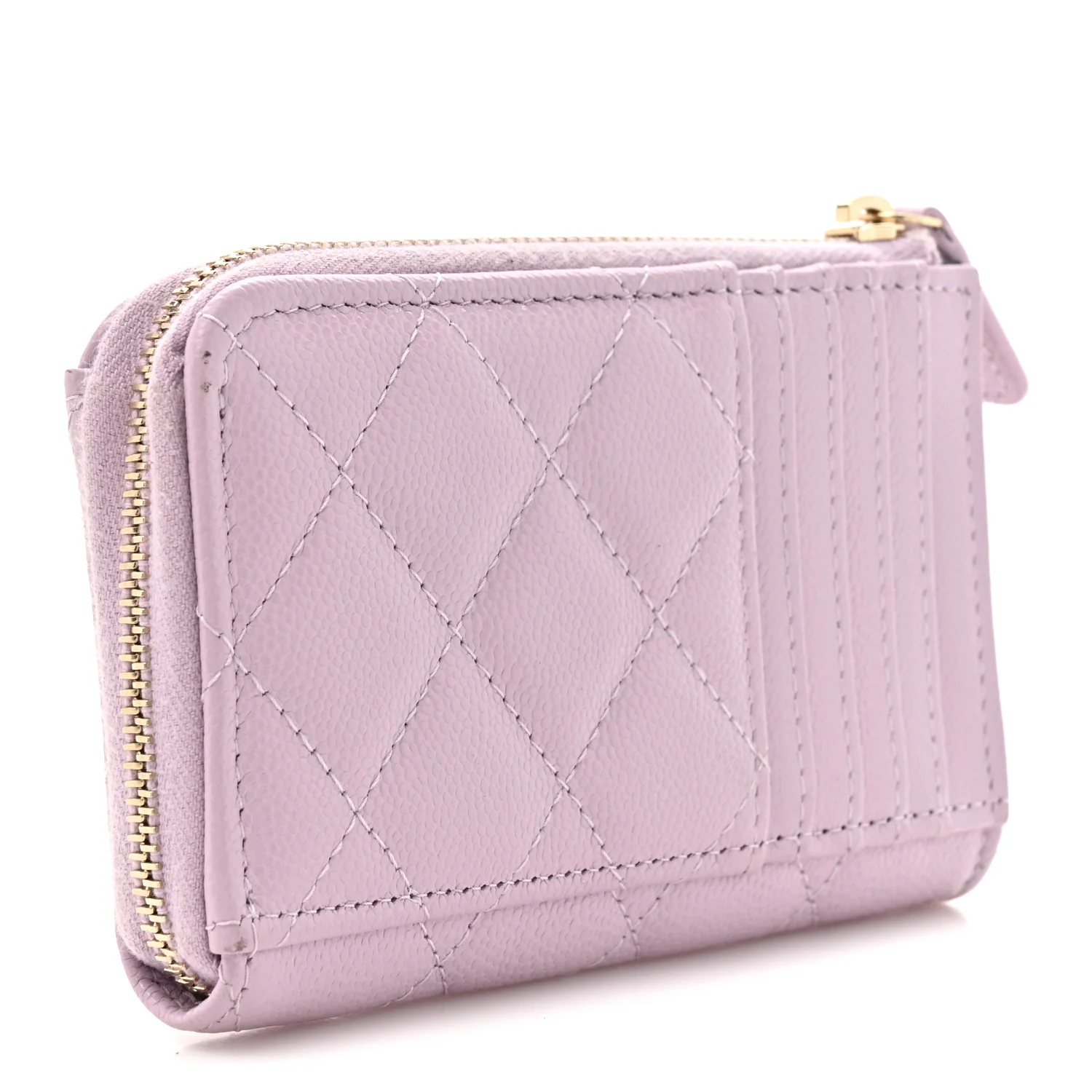 Caviar Quilted CC Zip Around Card Holder Light Purple - Image 3