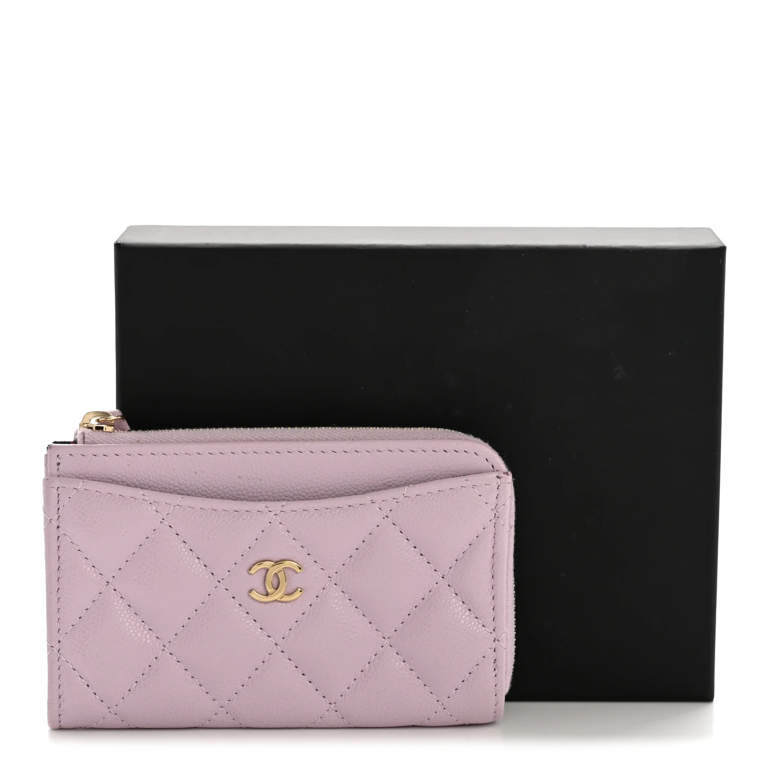 Caviar Quilted CC Zip Around Card Holder Light Purple - Image 10