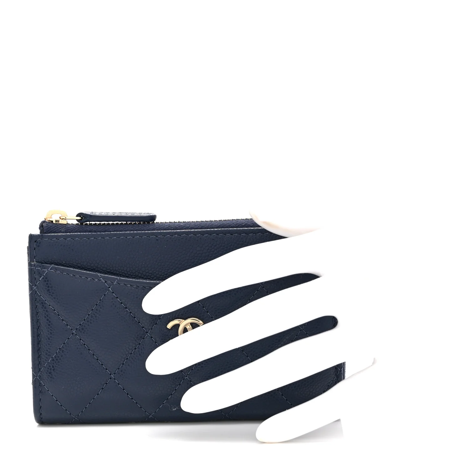 Caviar Quilted CC Zip Around Card Holder Navy - Image 2