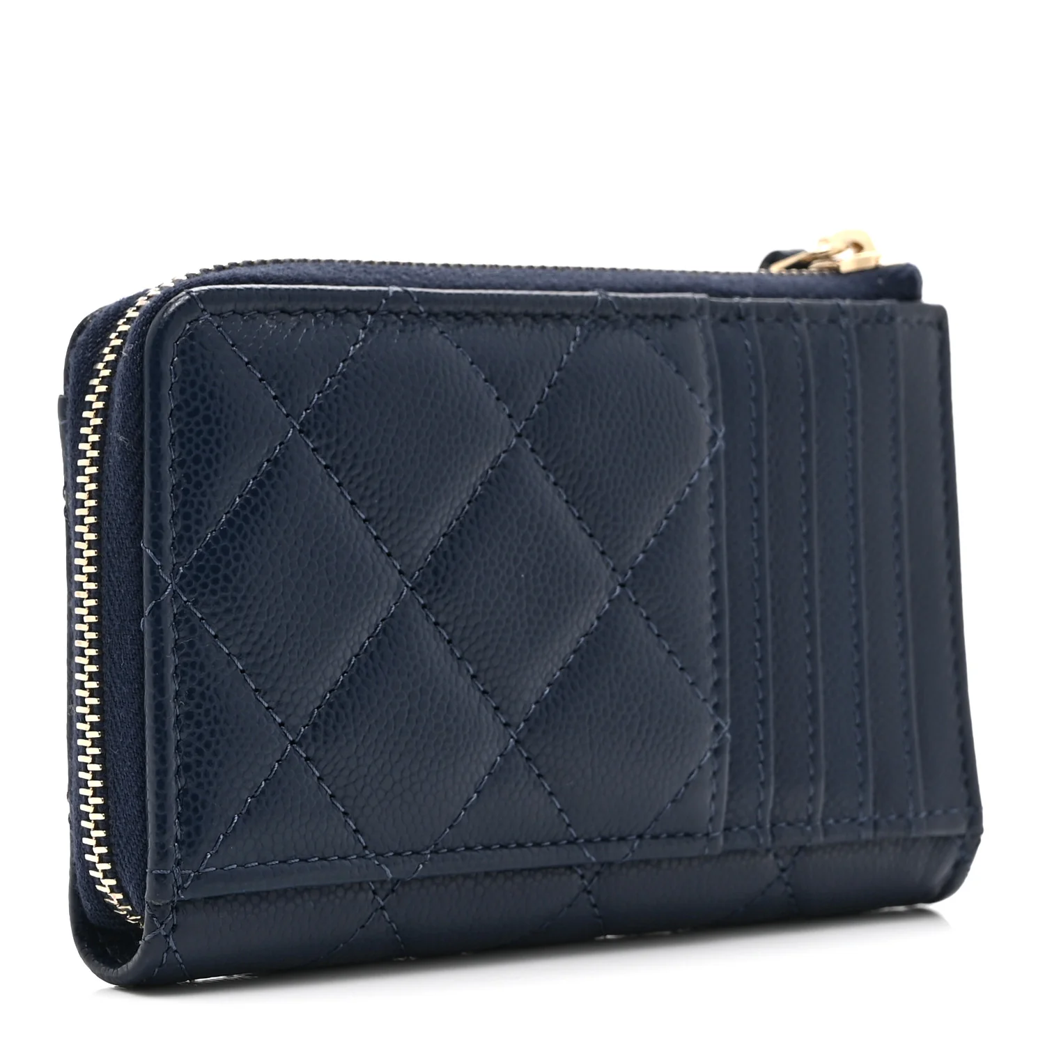 Caviar Quilted CC Zip Around Card Holder Navy - Image 3