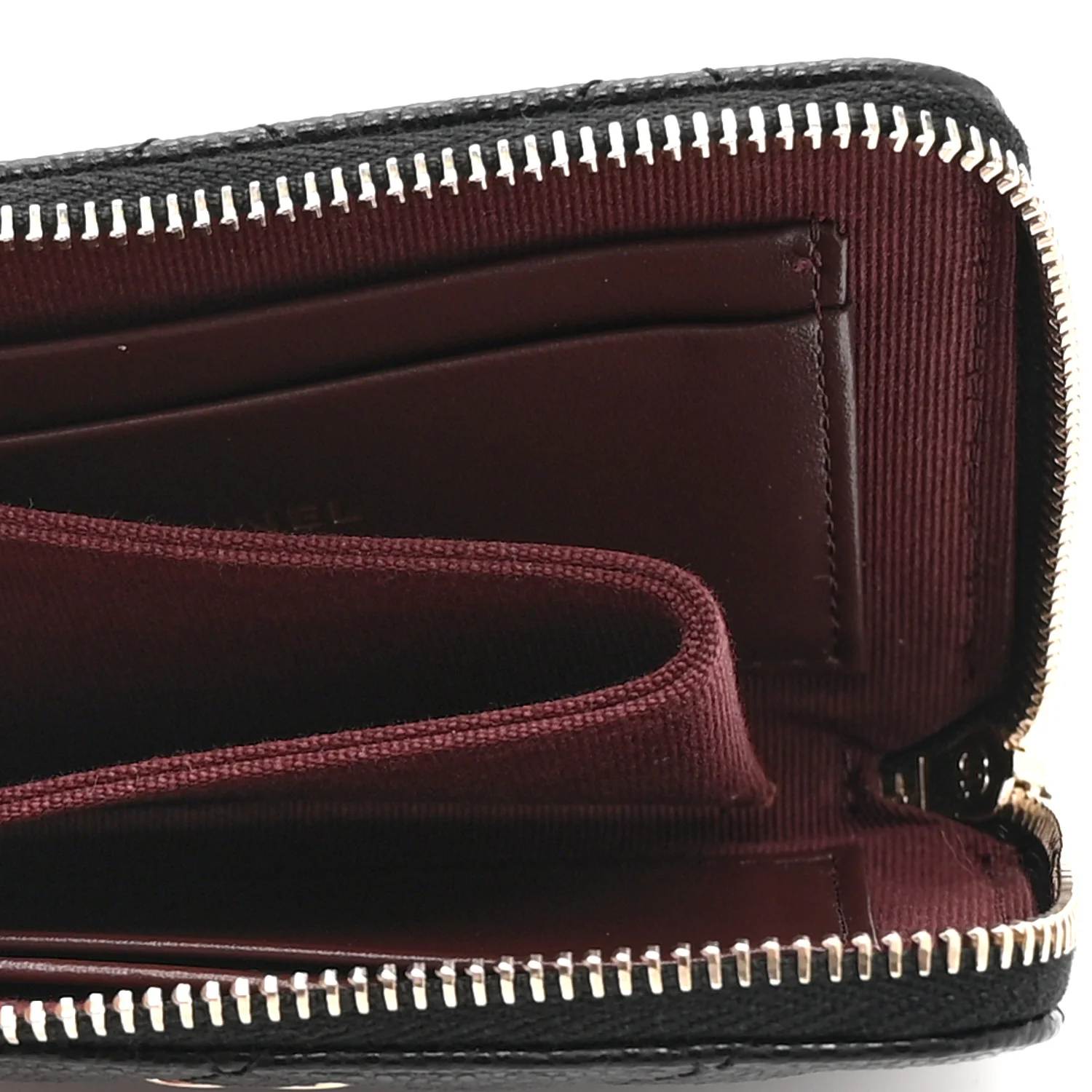 Caviar Quilted CC Zip Around Card Holder Wallet Black - Image 5