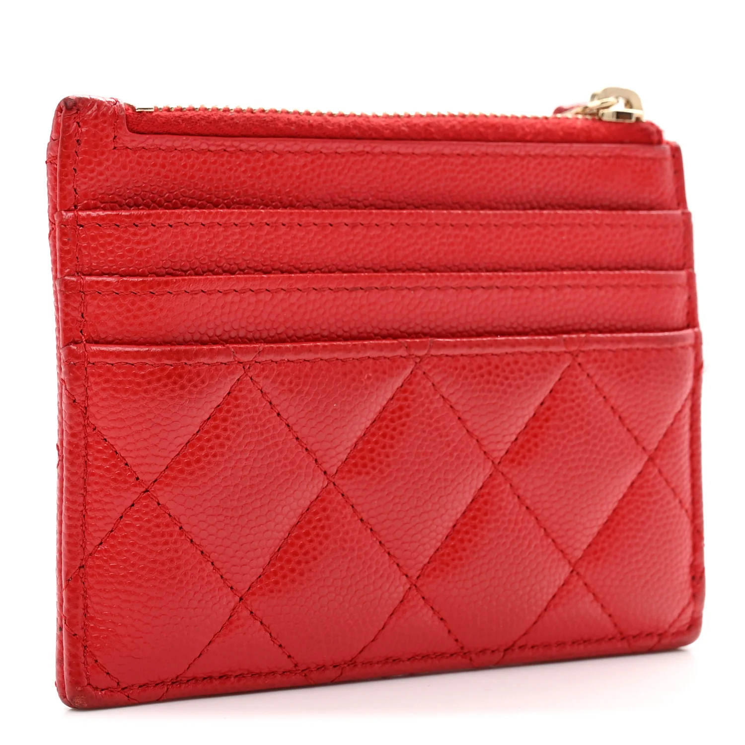Caviar Quilted CC Zip Card Holder Red - Image 3
