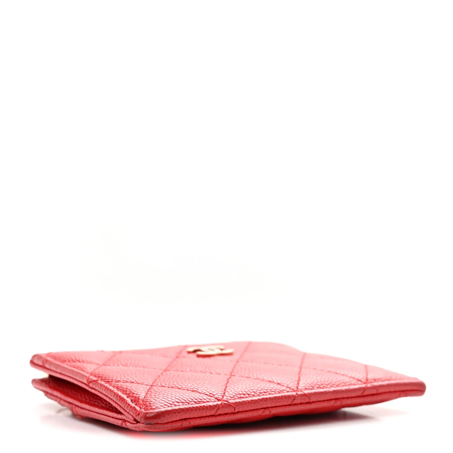 Caviar Quilted CC Zip Card Holder Red - Image 4