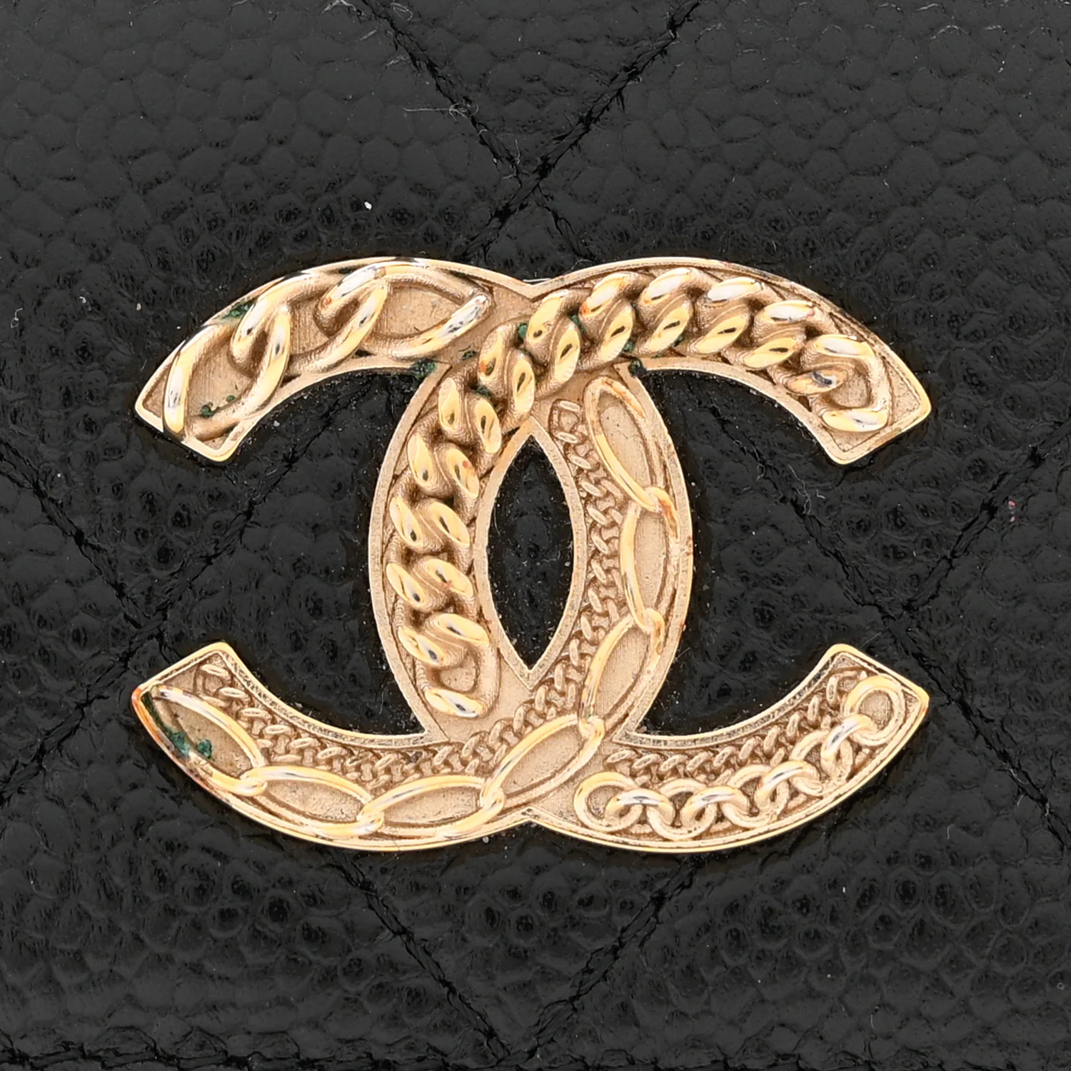 Caviar Quilted Chain CC Flap Card Holder Black - Image 9