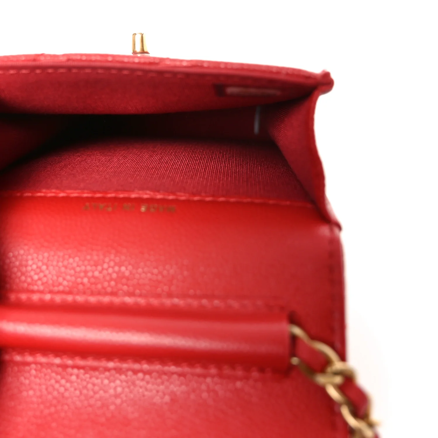 Caviar Quilted Chain Handle Round Phone Holder Red - Image 5