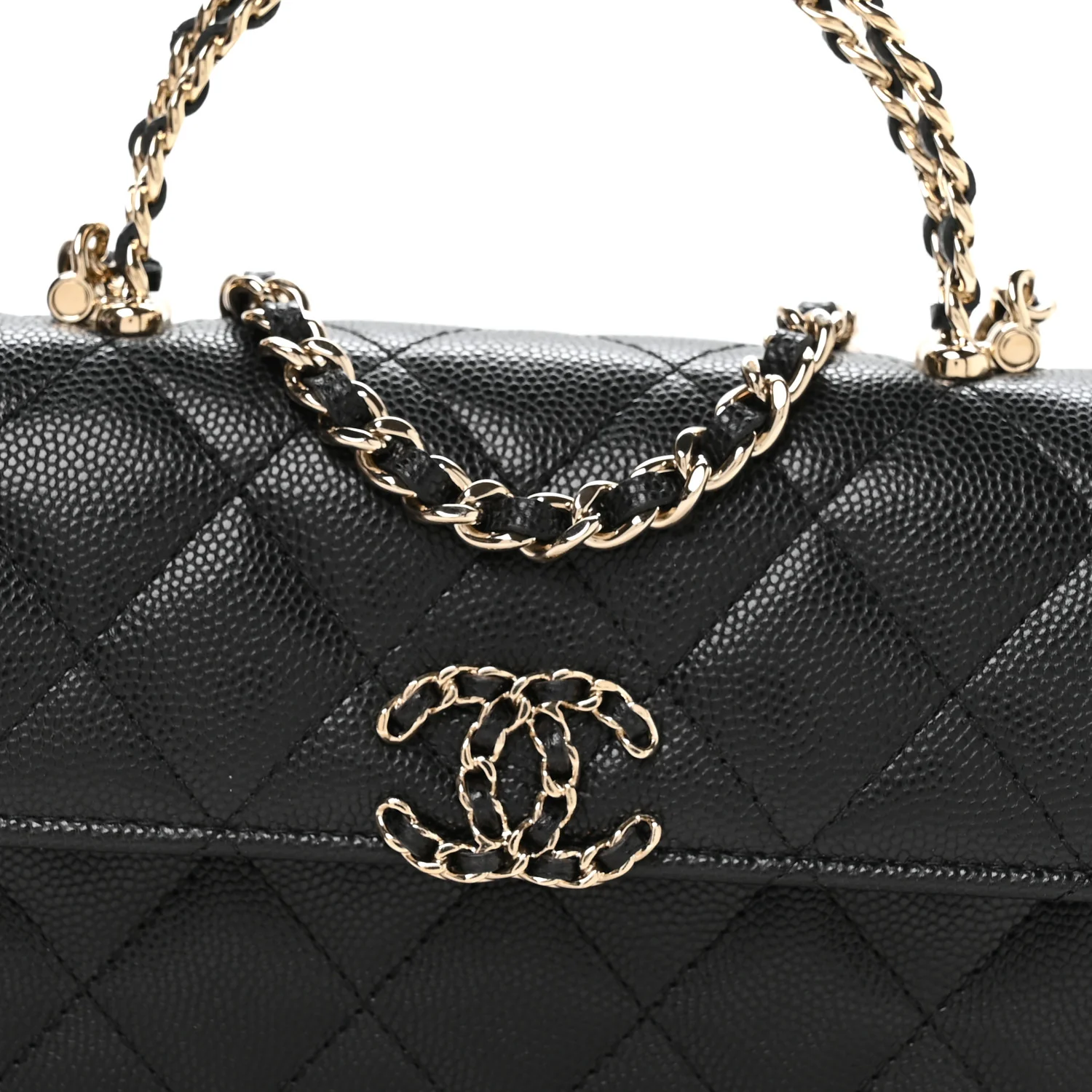 Caviar Quilted Chain Match Top Handle Phone Holder With Chain Black - Image 8