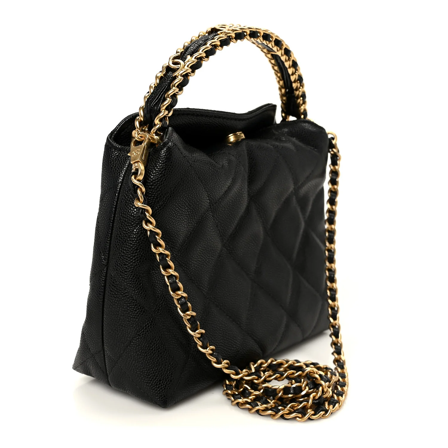 Caviar Quilted Chanel Way Clutch With Chain Black - Image 3