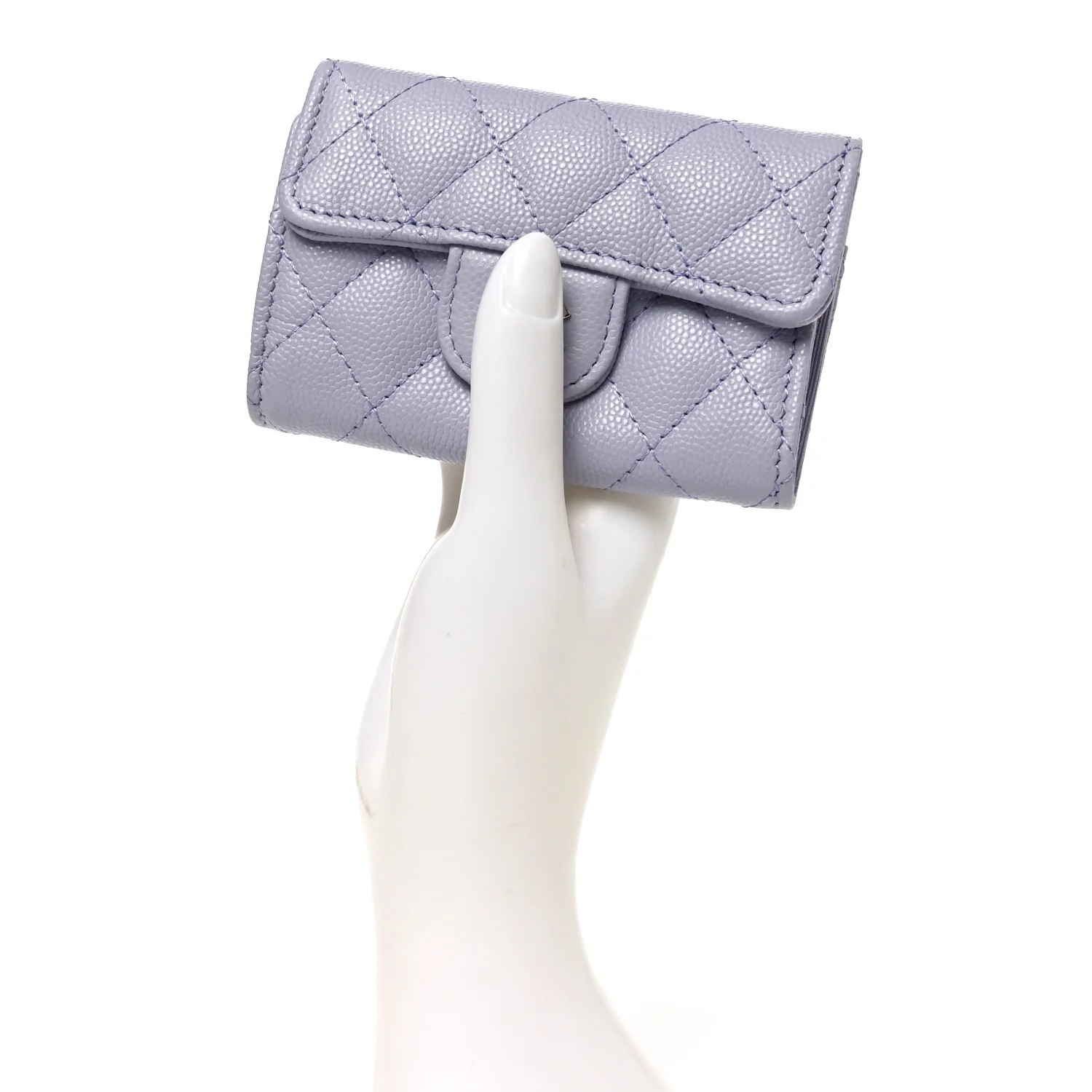 Caviar Quilted Classic 4 Key Holder Wallet Light Purple - Image 2