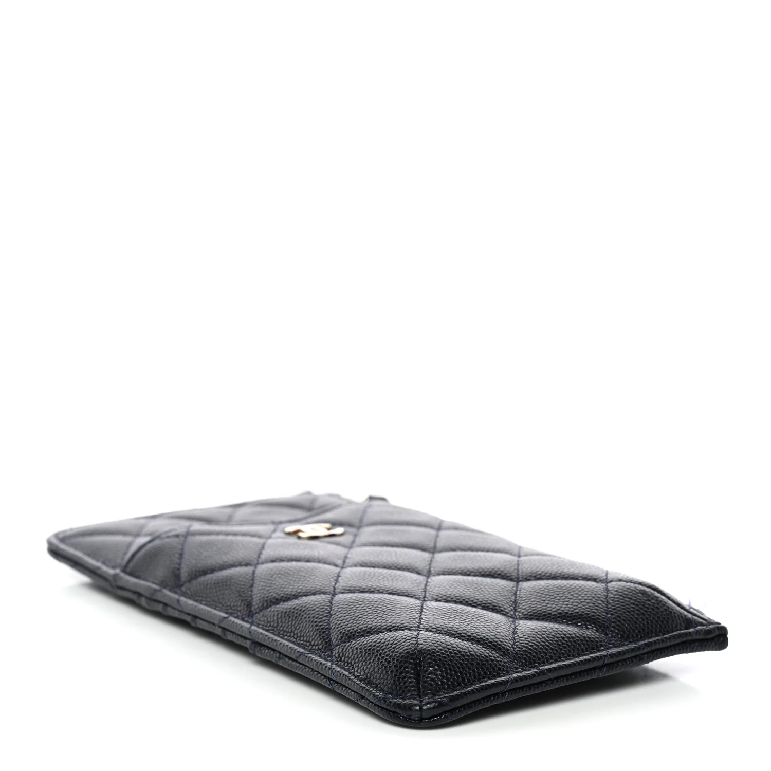 Caviar Quilted Classic Flat Wallet Pouch Navy - Image 4