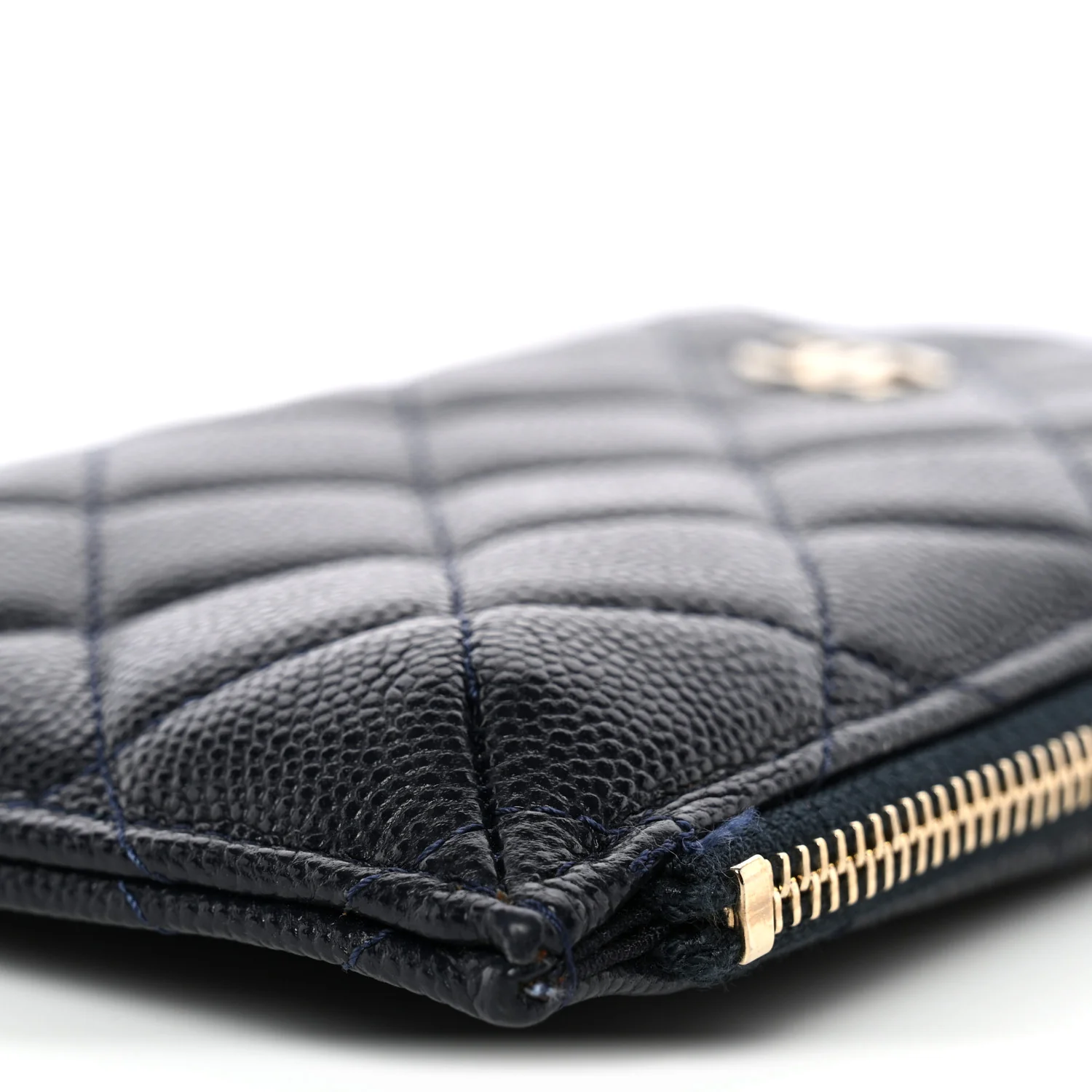 Caviar Quilted Classic Flat Wallet Pouch Navy - Image 9