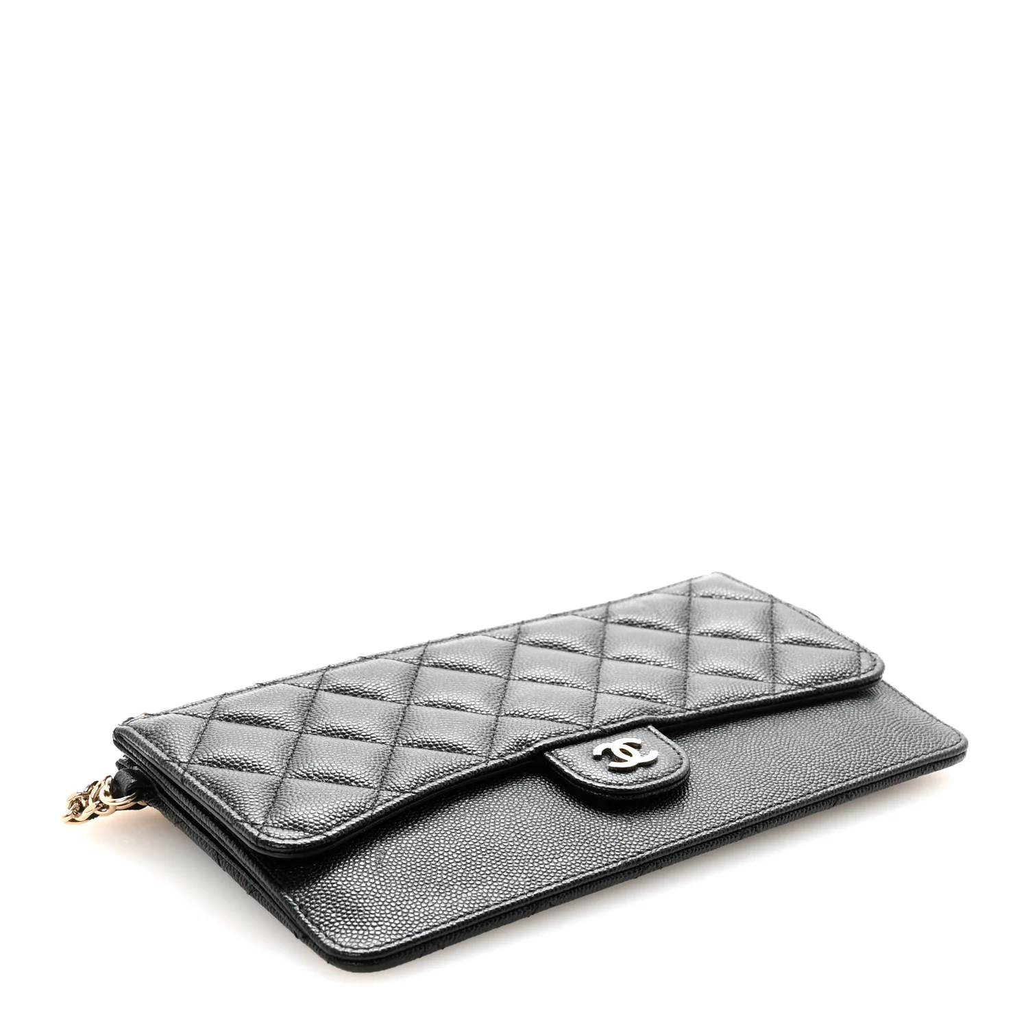 Caviar Quilted Classic Pouch With Handle Black - Image 4