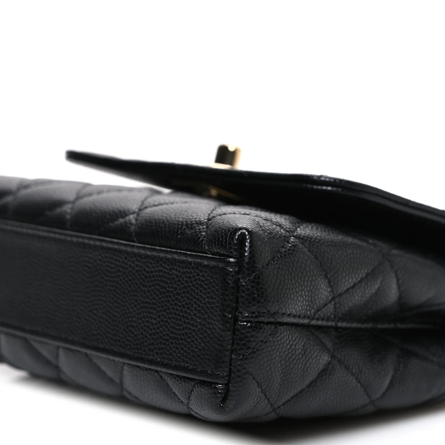 Caviar Quilted Coco Handle Clutch With Chain Black - Image 10