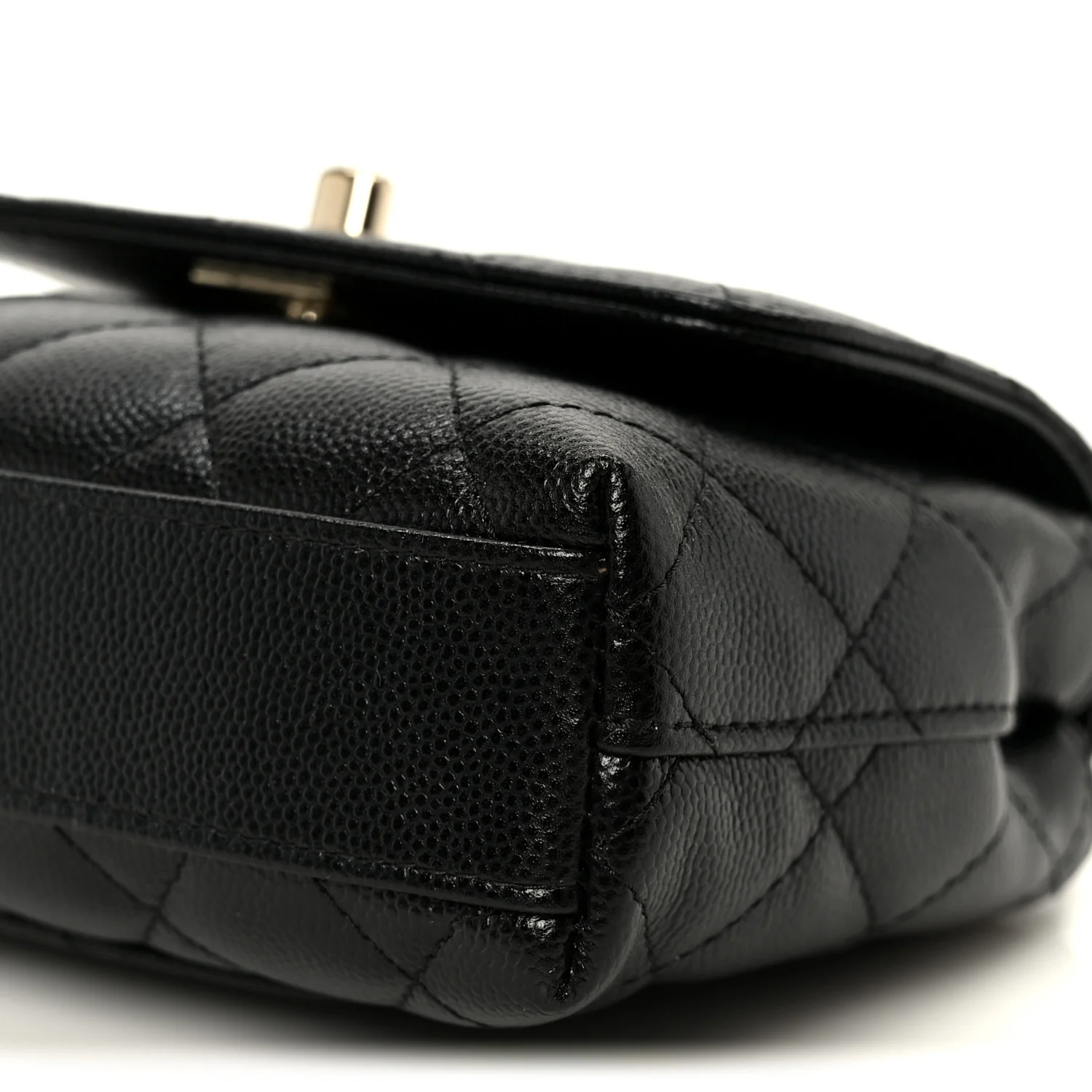 Caviar Quilted Coco Handle Clutch With Chain Black - Image 11