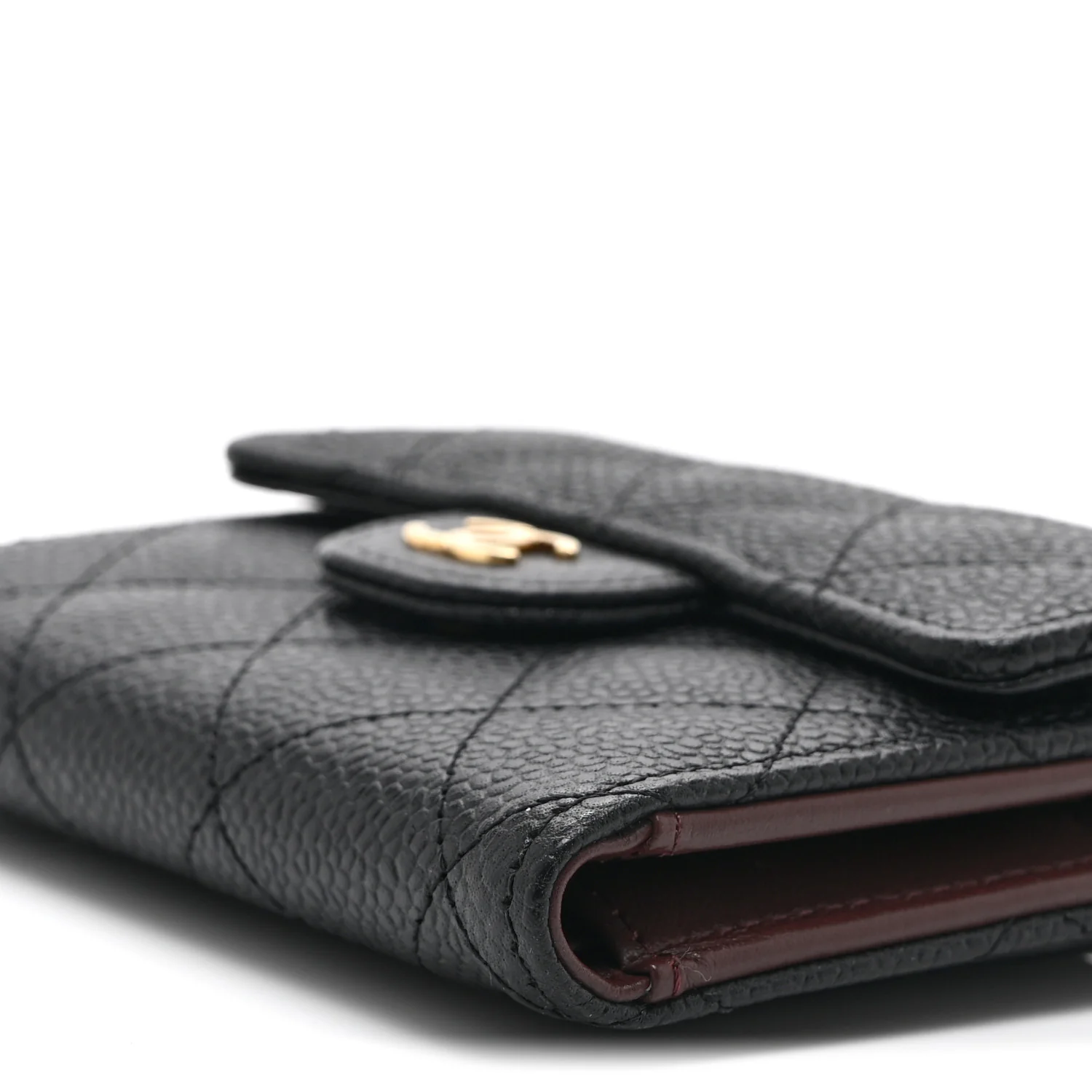 Caviar Quilted Compact Flap Wallet Black - Image 11