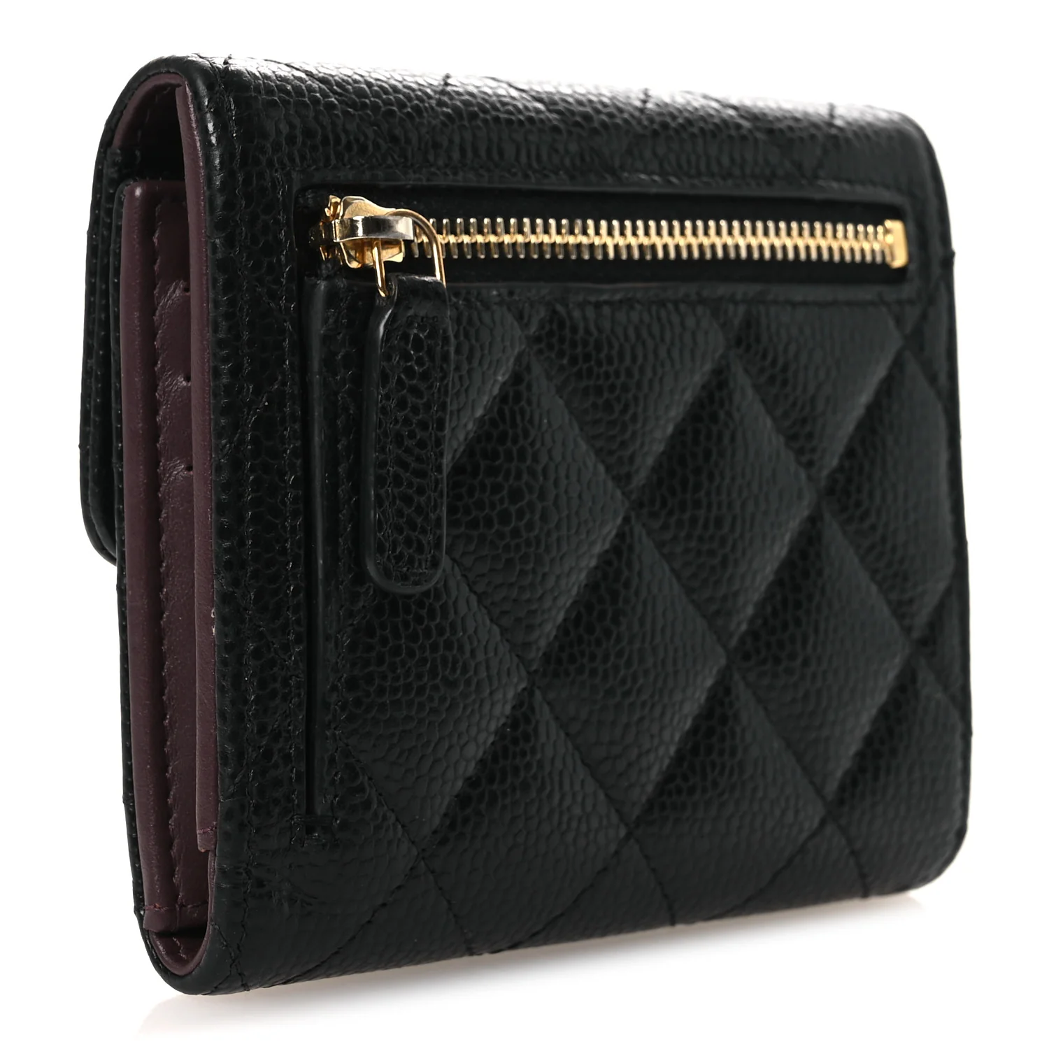 Caviar Quilted Compact Flap Wallet Black - Image 3