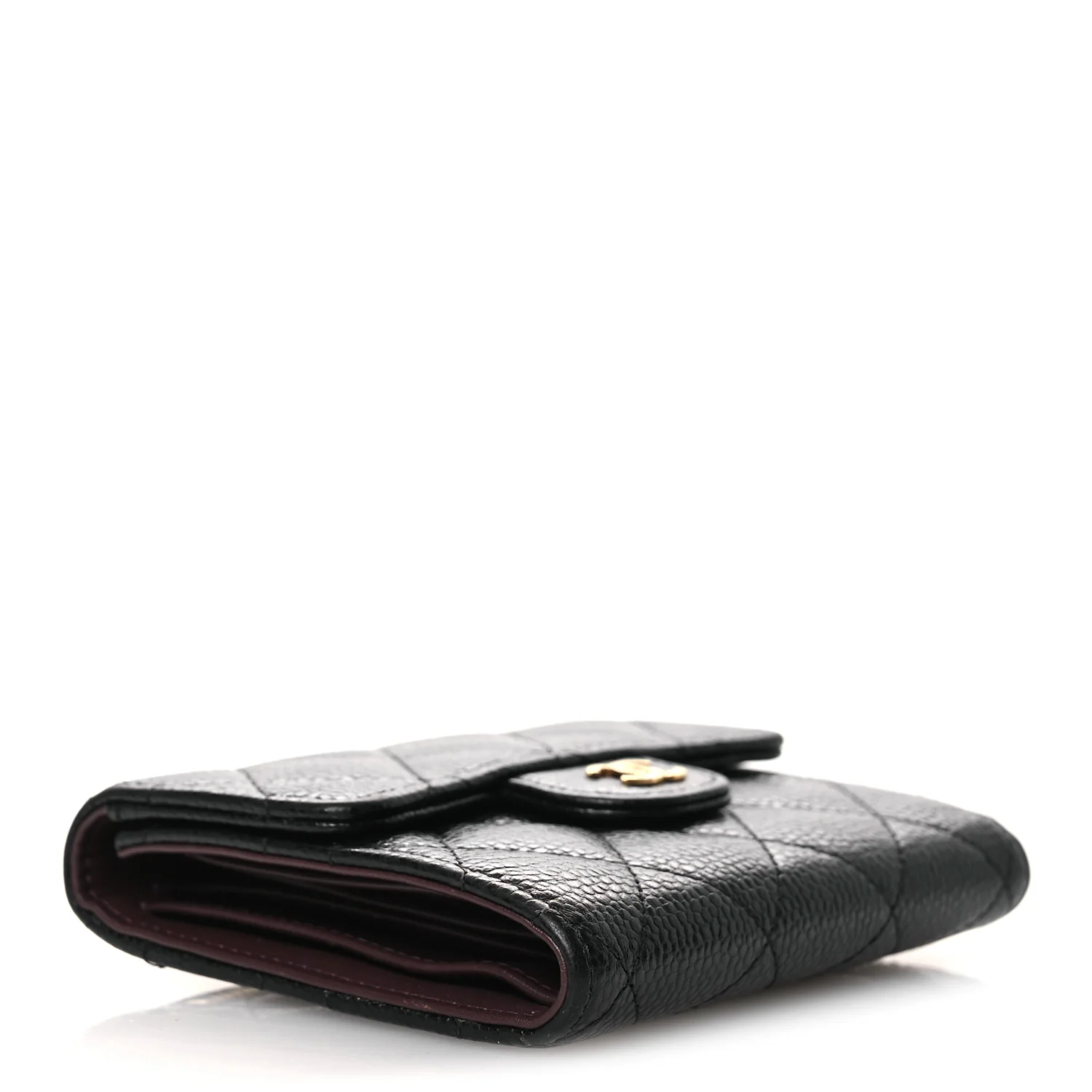 Caviar Quilted Compact Flap Wallet Black - Image 4