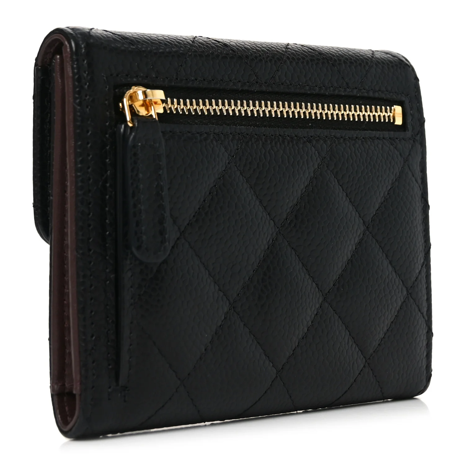 Caviar Quilted Compact Flap Wallet Black - Image 3