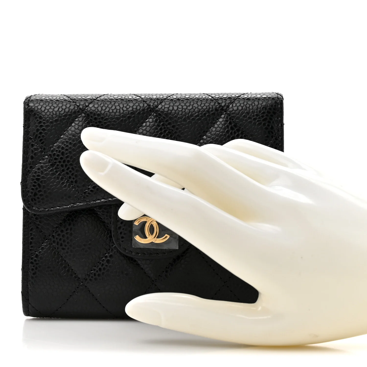 Caviar Quilted Compact Flap Wallet Black - Image 2