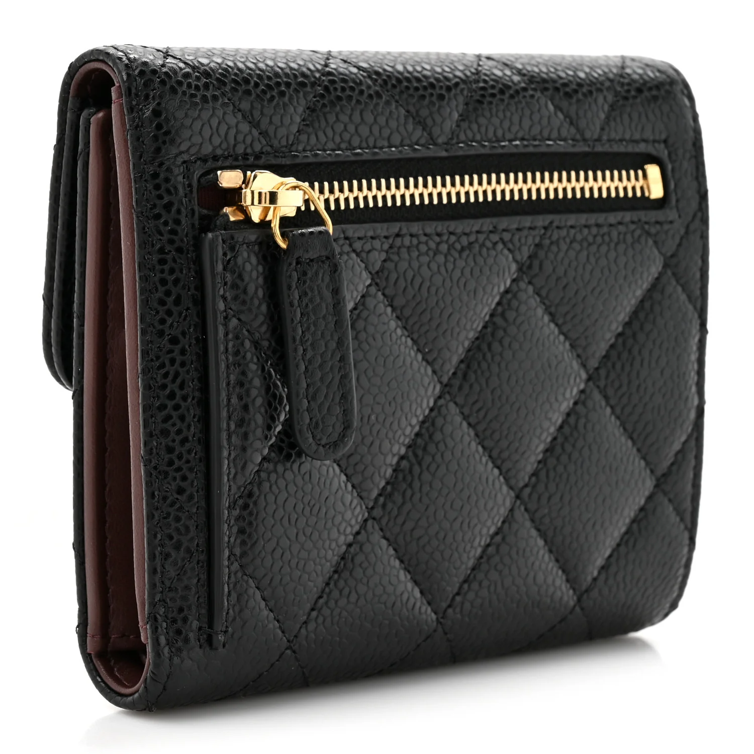 Caviar Quilted Compact Flap Wallet Black - Image 3