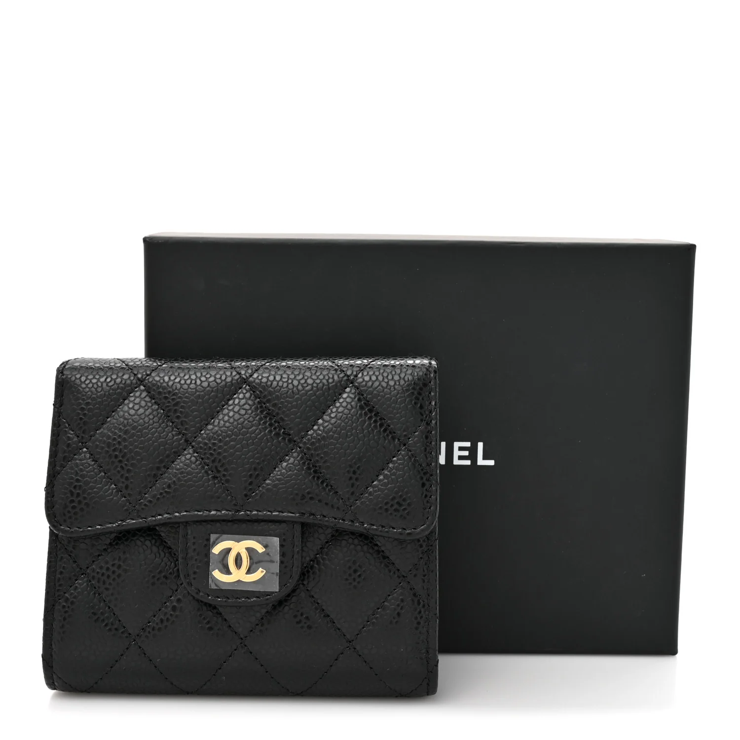 Caviar Quilted Compact Flap Wallet Black - Image 9